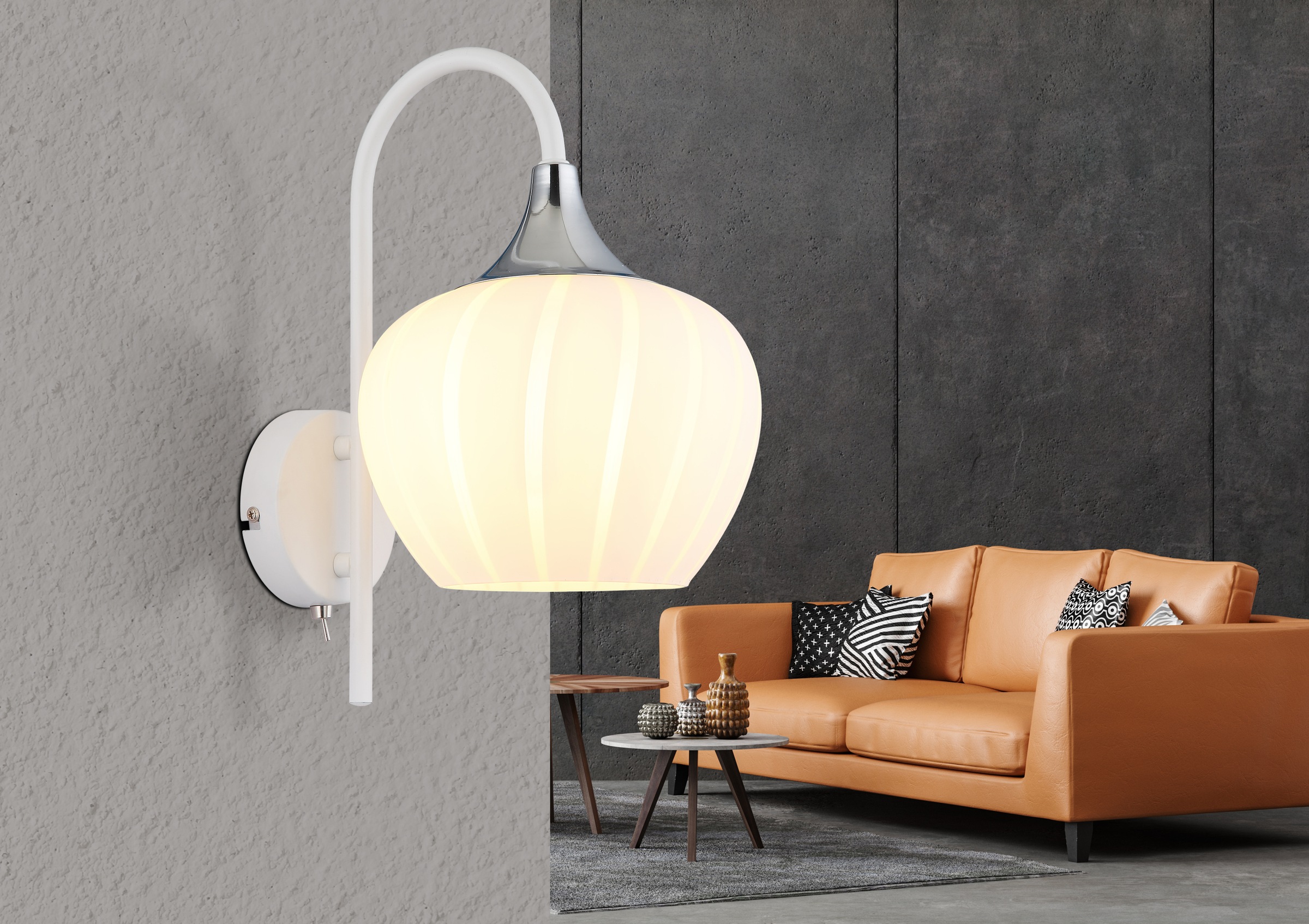 GLOBO LIGHTING Wandleuchte »MAXY« E27 1 Stk. Wandlampe/Metall/Glas Dekorillen/Lichtschein: abwärts/weiß chrom
