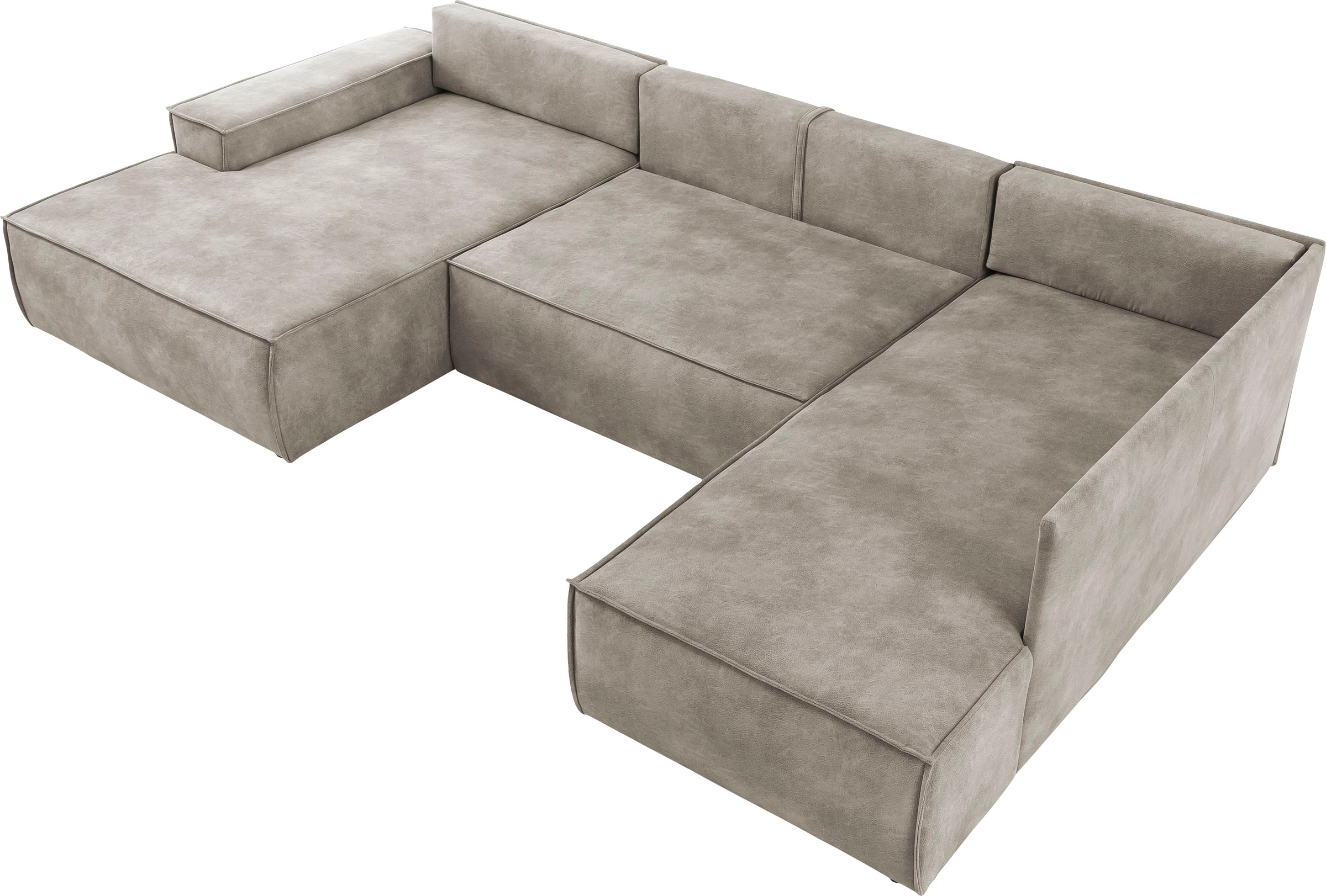 Home affaire Wohnlandschaft »SHERWOOD 329 cm, U-Form, Schlafsofa,«, Schlaffunktion m. Bettkasten (194x139 cm), Cord, Vintage, Samtvelours