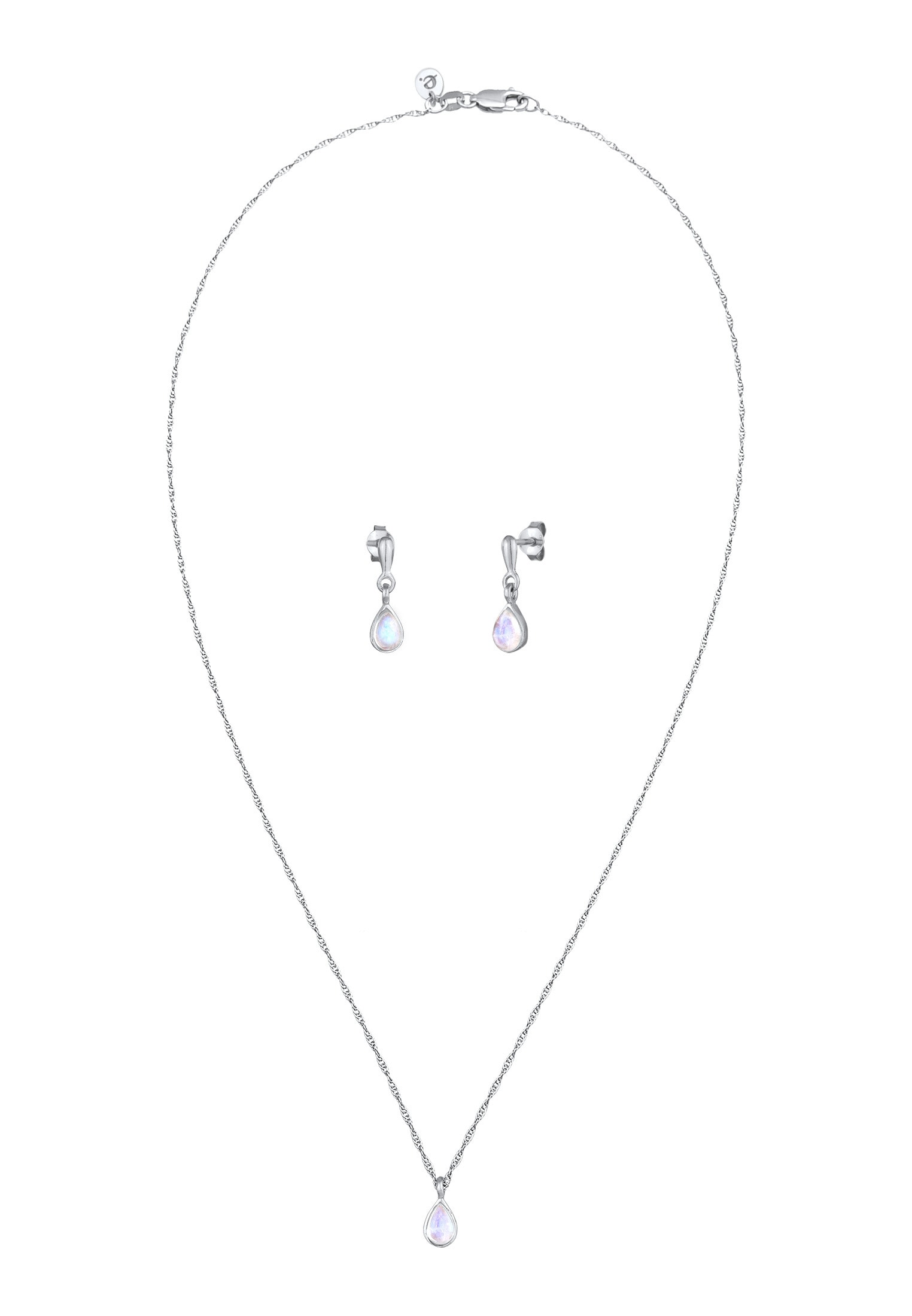 Elli Premium Schmuckset »Mondstein Tropfen Kette Ohrhänger 925 Silber« ()