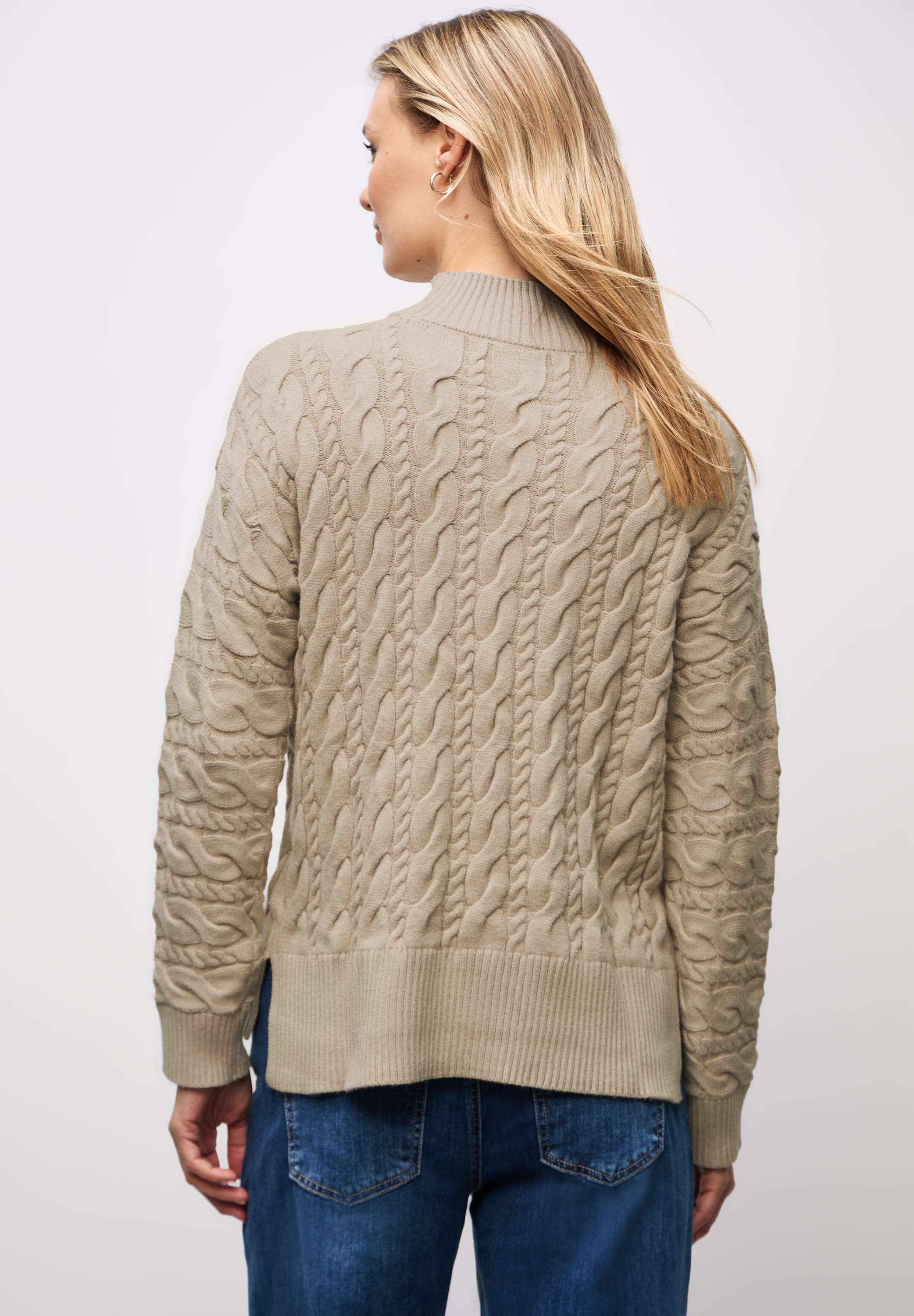 STREET ONE Rollkragenpullover mit Zopfmuster