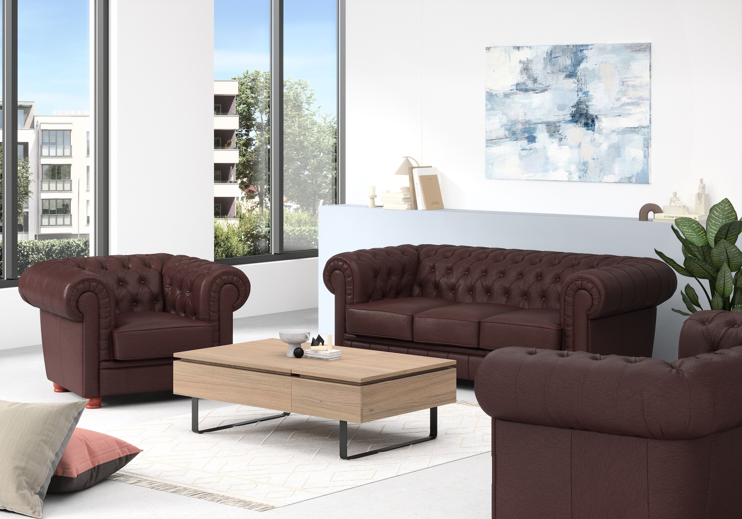 Max Winzer® Chesterfield-Sofa »Kent edel und bequem, tolle Detailverarbeitung, komfortable Armlehnen«, 3-Sitzer mit aufwendiger Knopfheftung, Breite 205 cm