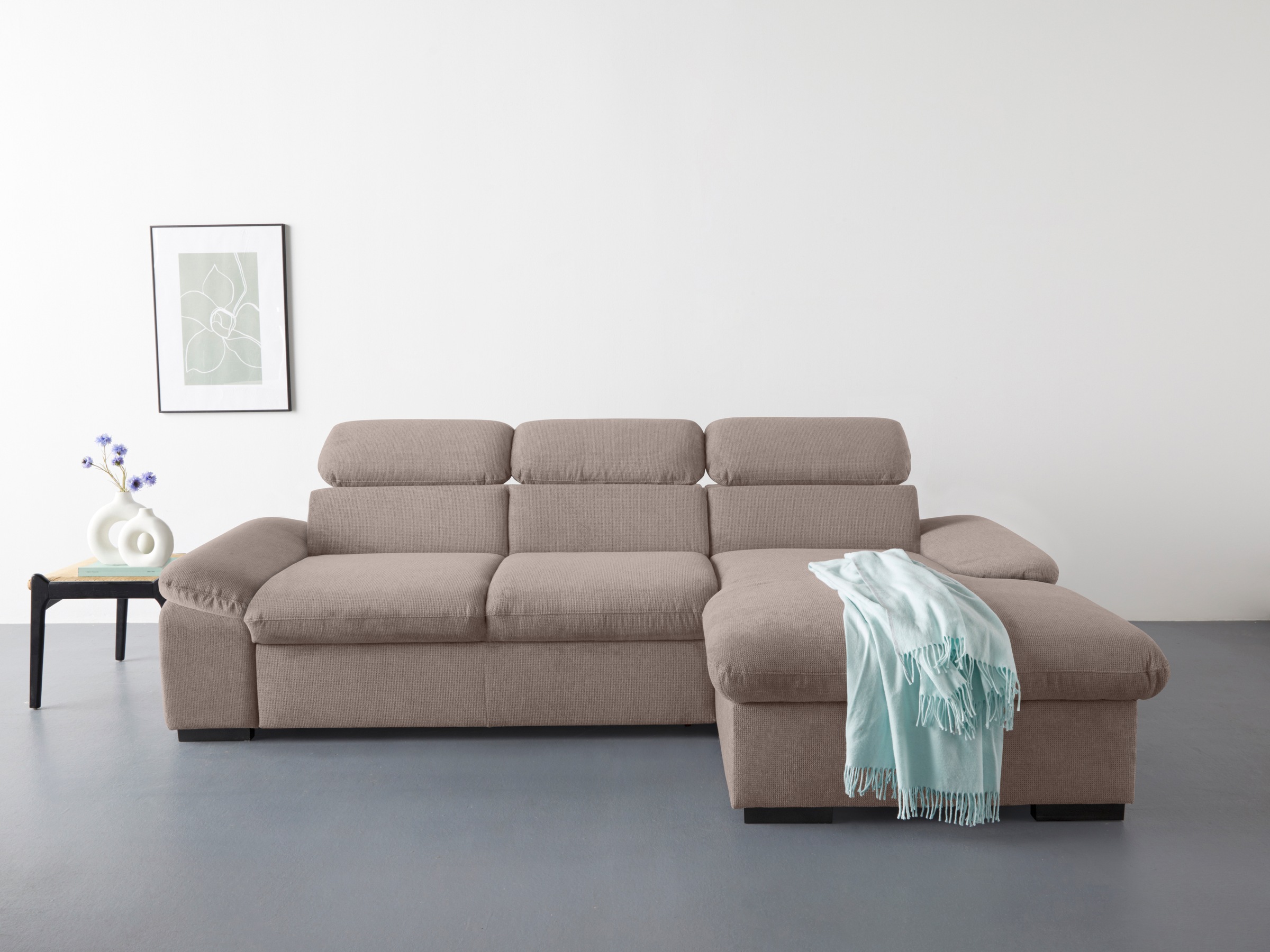 COTTA Ecksofa »Lola L-Form mit Kopfteilfunktion & Hocker«, (Set, mit Hocker günstig online kaufen