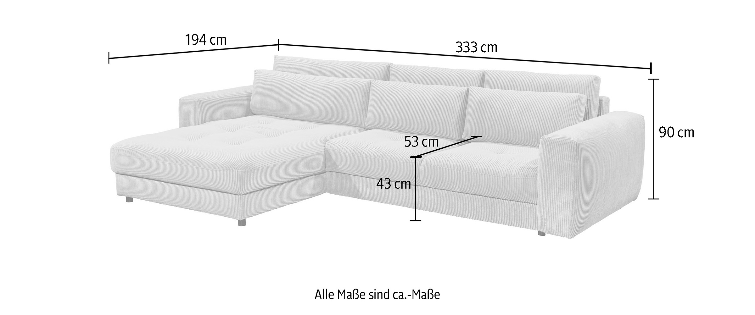 ED EXCITING DESIGN Ecksofa »Barura L-Form«, mit 3 Nierenkissen