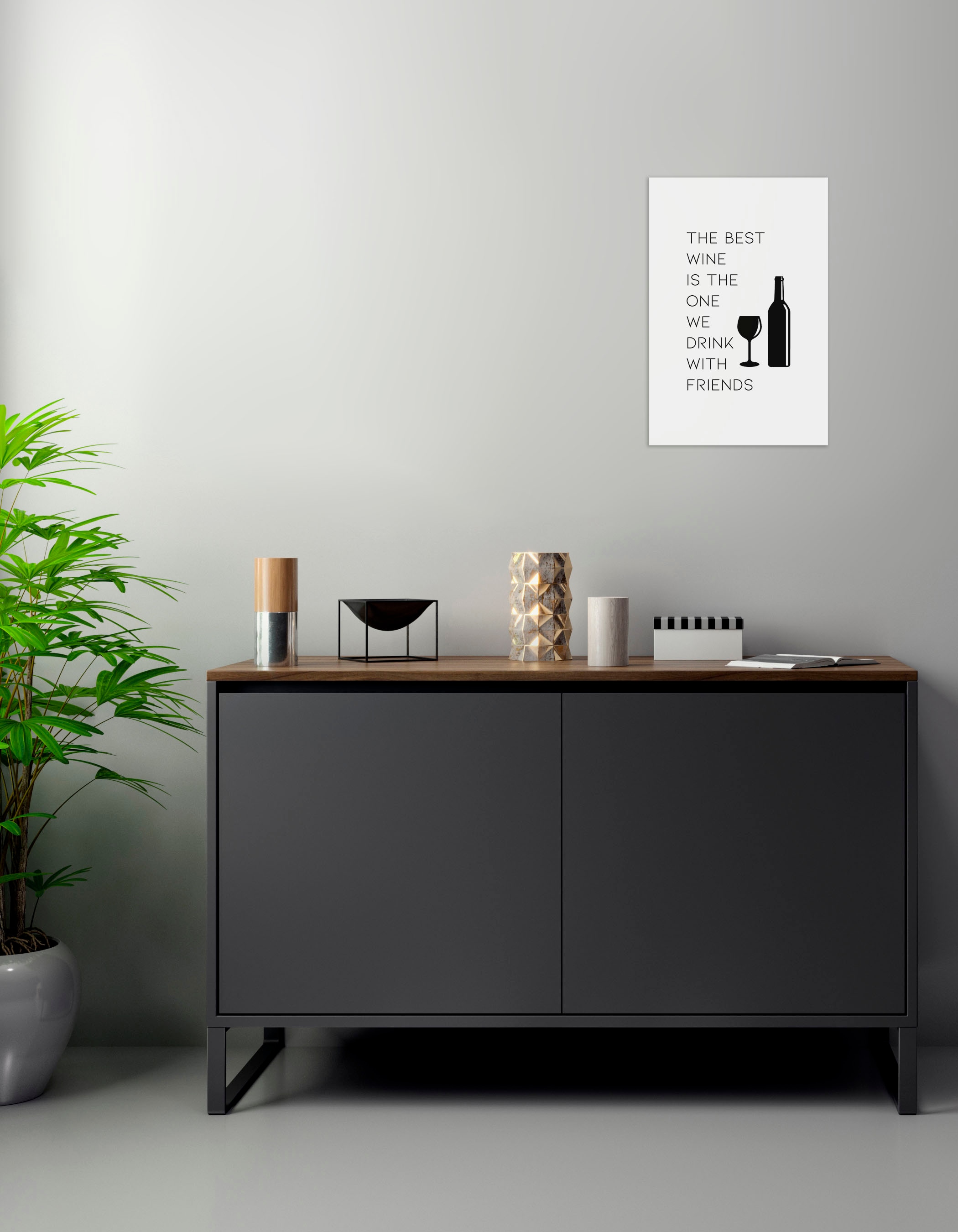 queence Wanddekoobjekt »Wine«, Stahlschild, Blechschild, Spruch, Witzig, Wanddeko, retro, 20x30cm