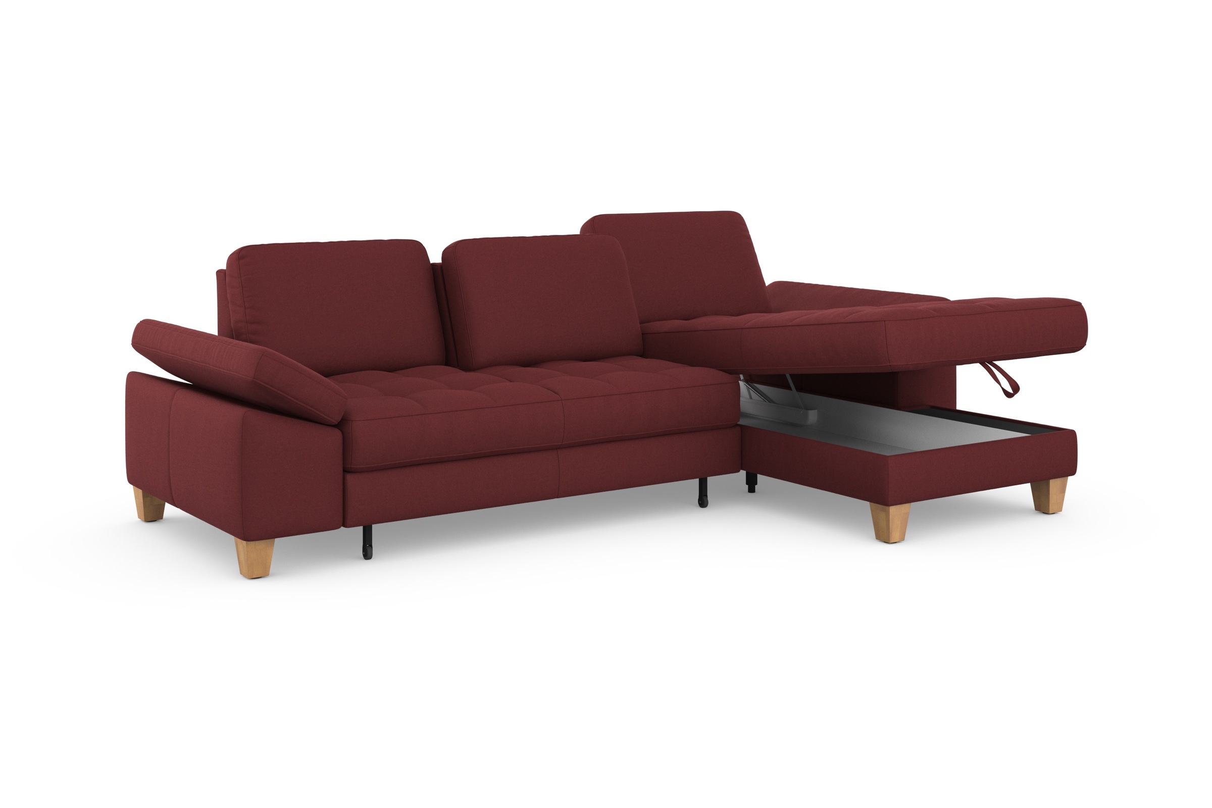 sit&more Ecksofa »Westham L-Form«, mit Recamiere, mit oder ohne Bettfunktion, Bettkasten, Füße Eiche
