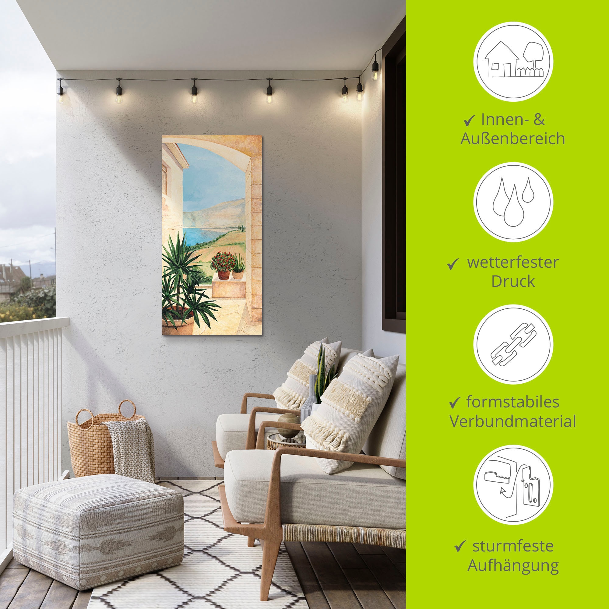 Artland Wandbild »Blick auf Toskanalandschaft«, Fensterblick, (1 St.), als Alubild, Outdoorbild, Leinwandbild, Poster, Wandaufkleber