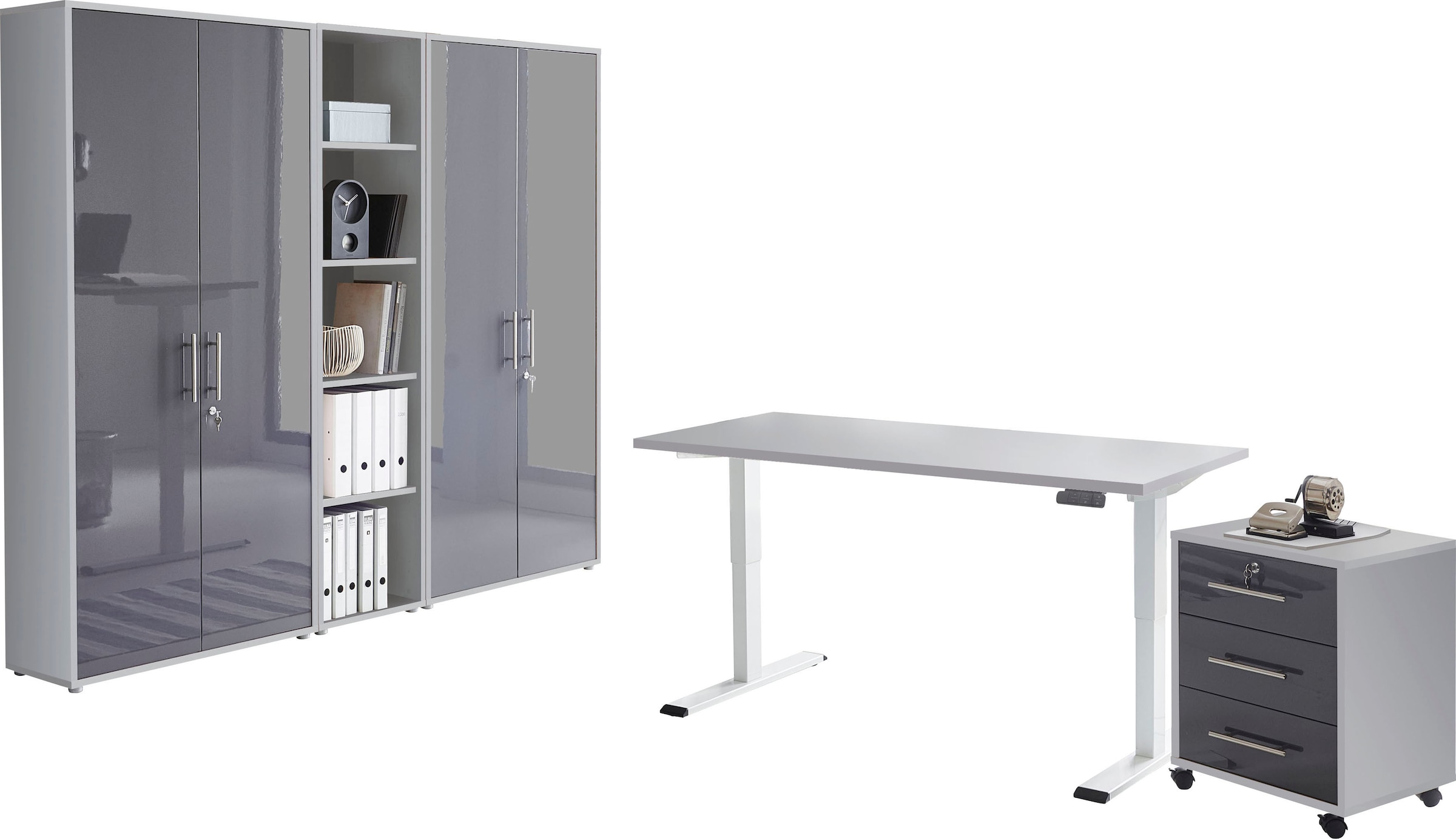 BMG Möbel Büromöbel-Set »Tabor«, (Set, 5 tlg.), mit elektrisch höhenverstellbarem Schreibtisch
