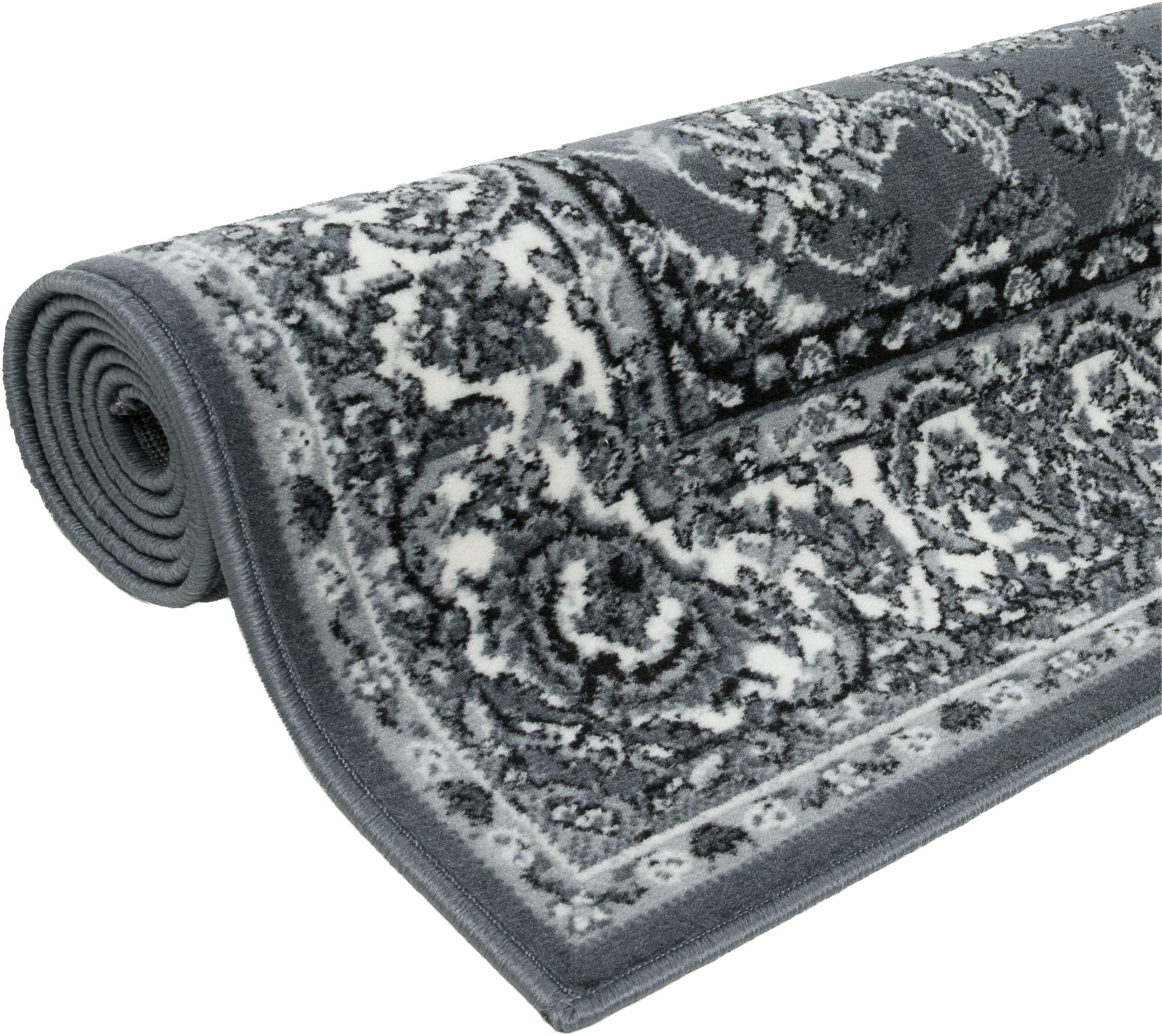 OTTO home Teppich »Ezzo, mit Bordüre, Made in Belgium«, rechteckig, 7 mm Höhe, Orient-Optik, mit Bordüre, Teppich, Kurzflor, Weich, Wohnzimmer