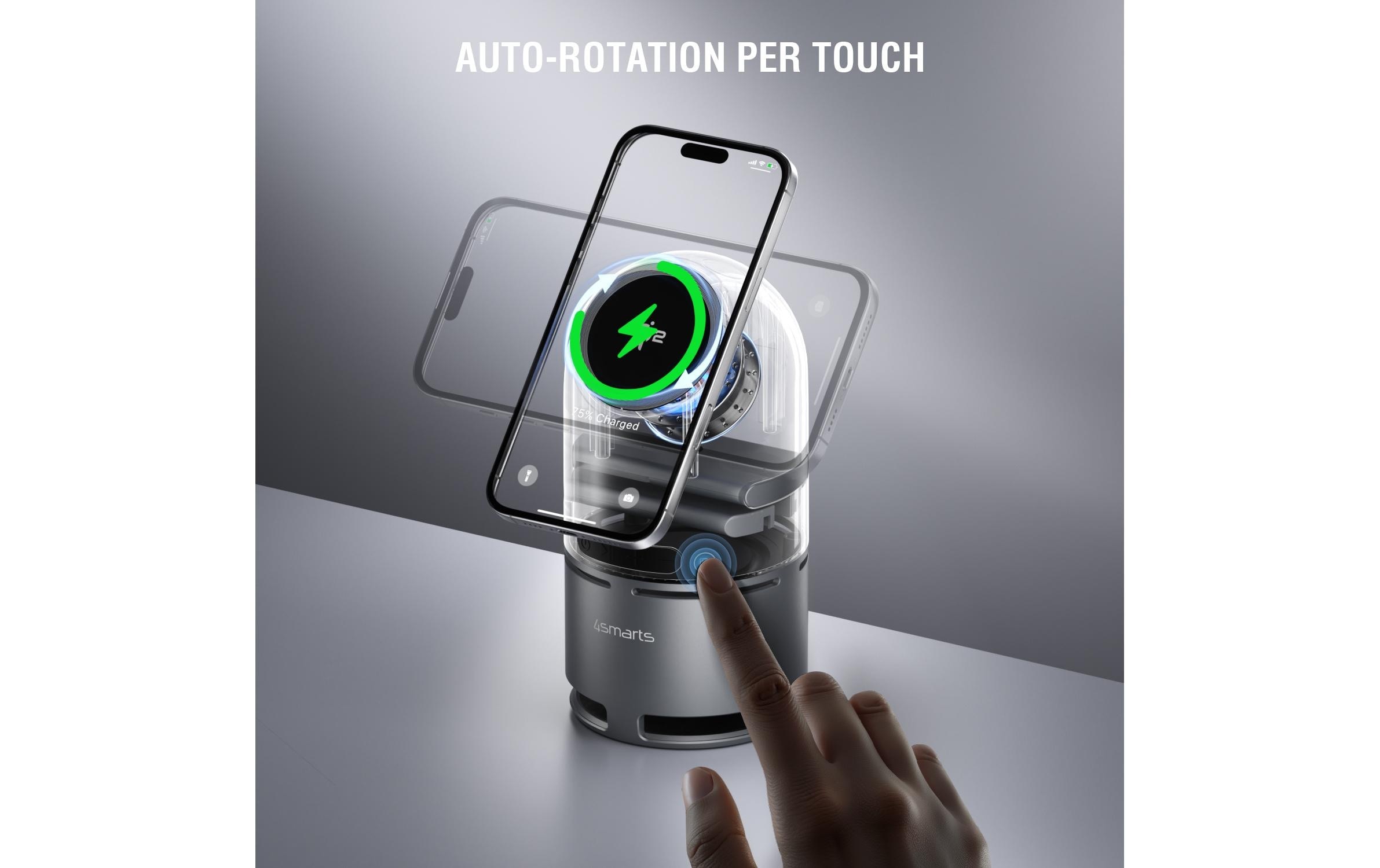 4smarts Wireless Charger »3-in-1 ChargeBot Sound« Magnetische Befestigung, Qi-Ladegerät, UltiMag-Ring im Set enthalten