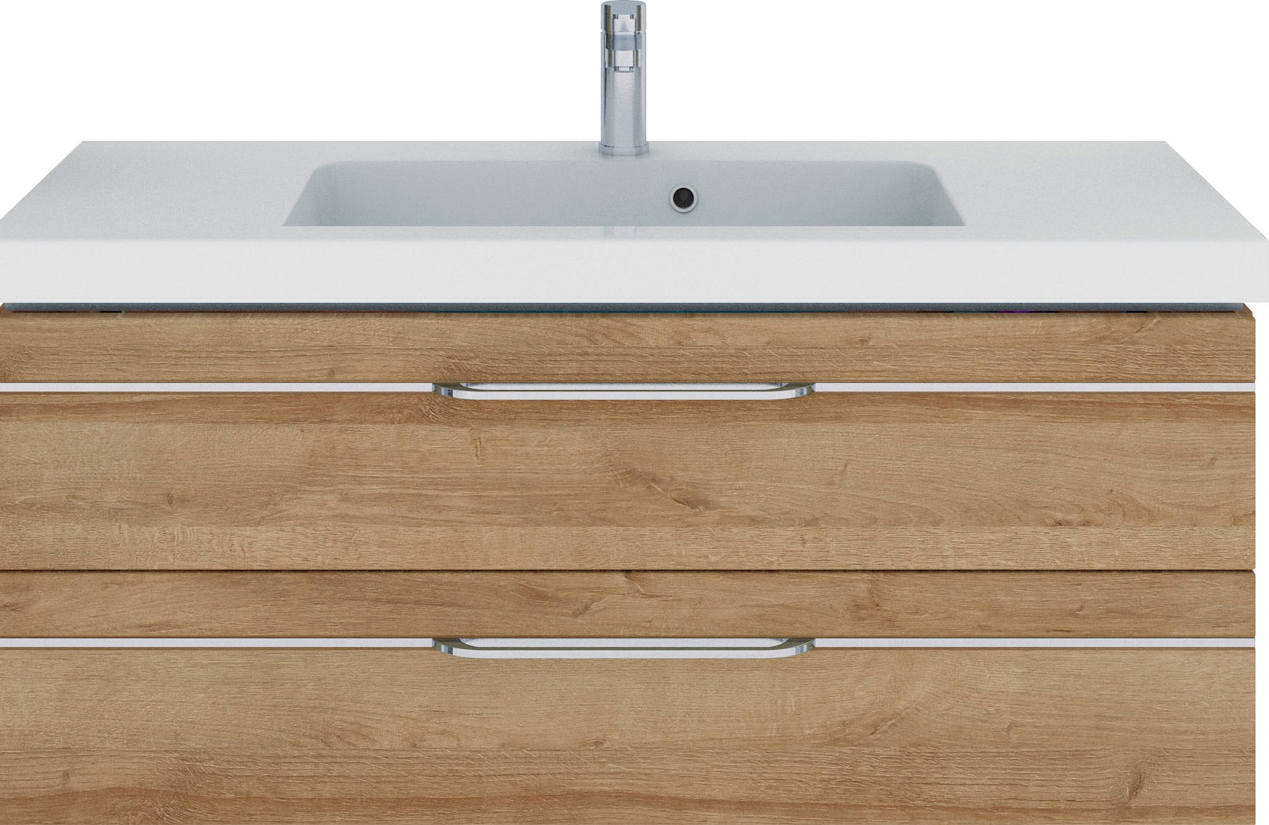 Saphir Badmöbel-Set »Balto Sprint 3-teilig, Mineralmarmor-Waschtisch mit LED-Spiegelschrank«, (4 St.), Badezimmer Set mit Midischrank inkl Türdämpfer, 4 Türen, 4 Schubladen