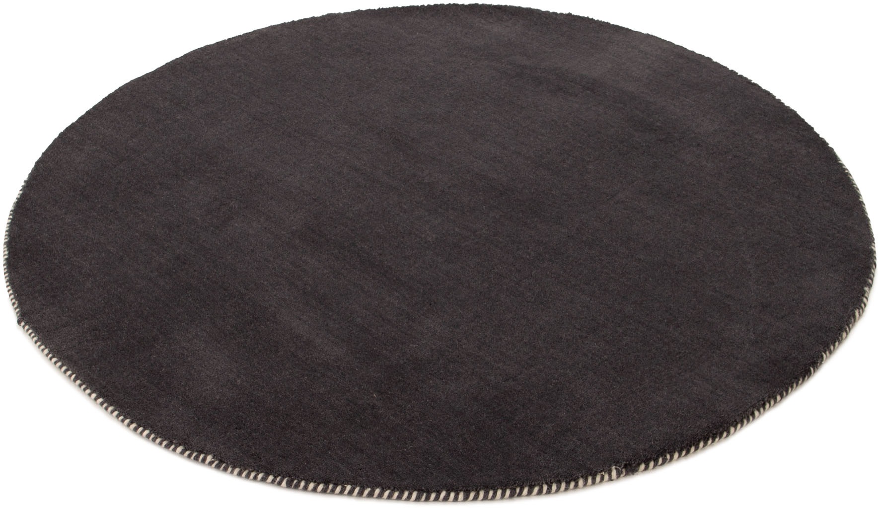 carpetfine Wollteppich »Gabbeh Lola Uni«, rund, 14 mm Höhe, mit natürlichem Pflanzenmaterial von Hand gewebt, auch als Läufer