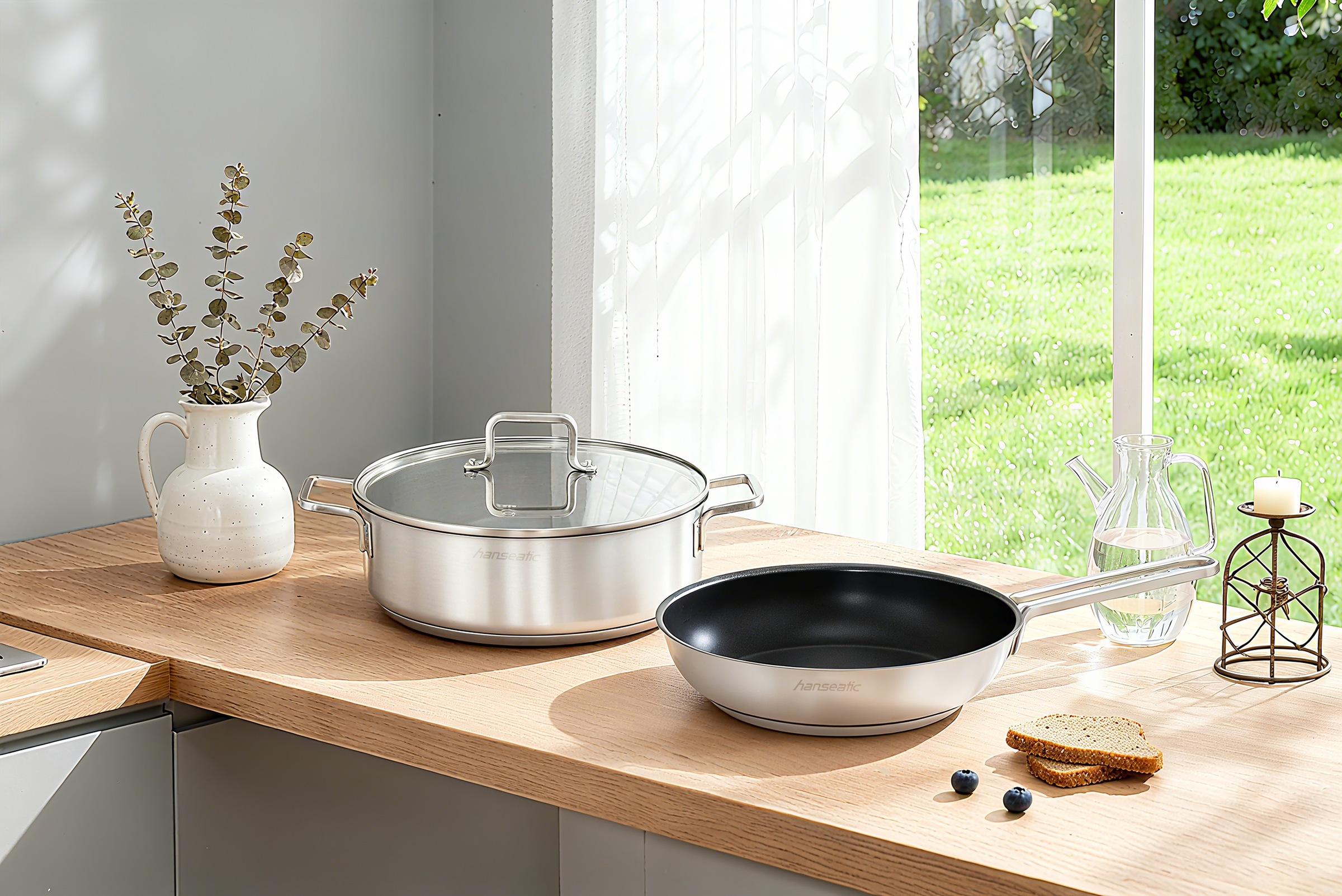 Hanseatic Pfannen-Set »DAILY« Edelstahl 18/10 Set, 1x Pfanne 24 cm, 1x Serv günstig online kaufen