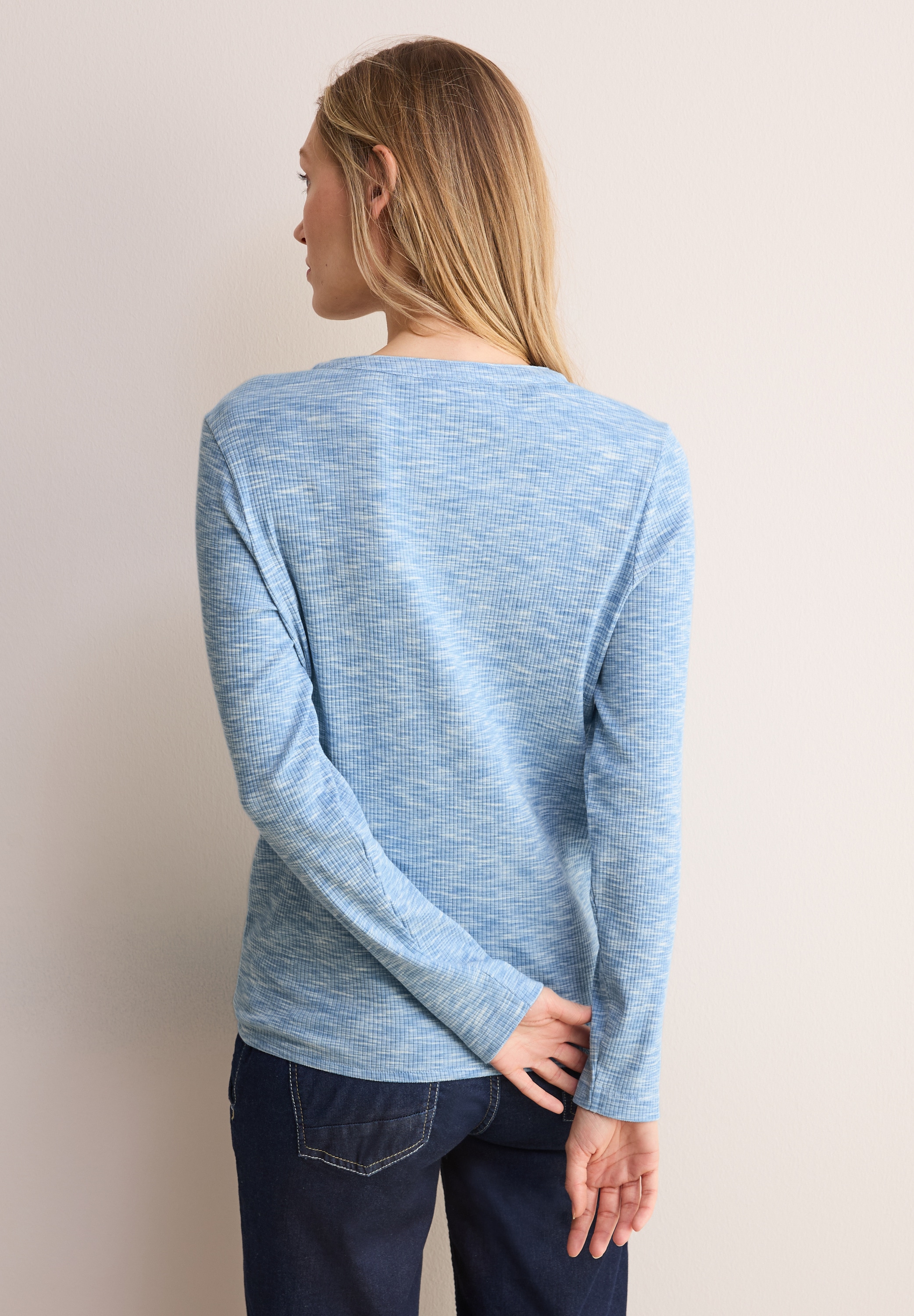 Cecil Langarmshirt, mit Rippstruktur, meliert