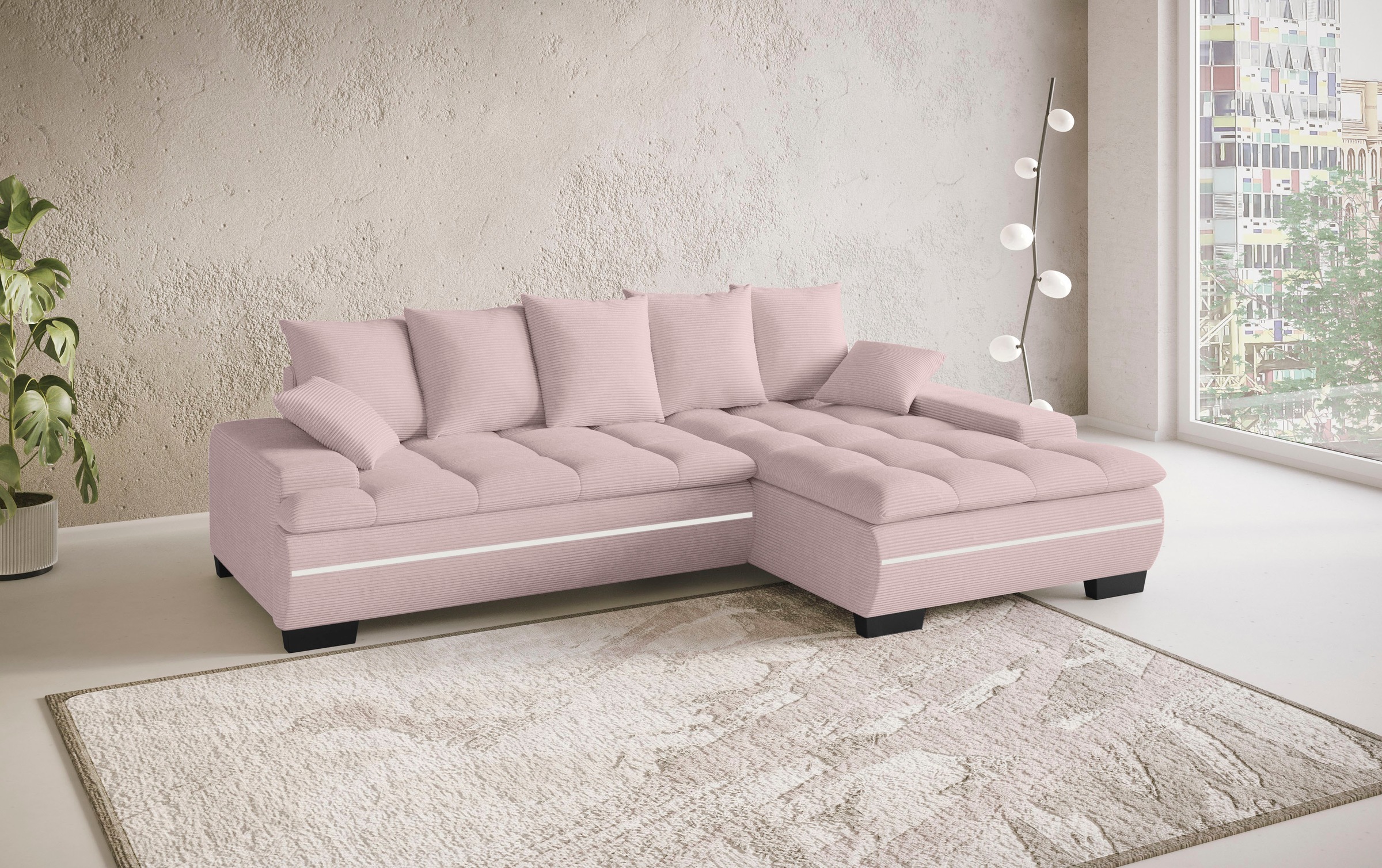 Mr. Couch Ecksofa »Haiti II, L-Form«, RGB-LED Beleuchtung, Kaltschaum, wahlweise mit Bett, Bettkasten