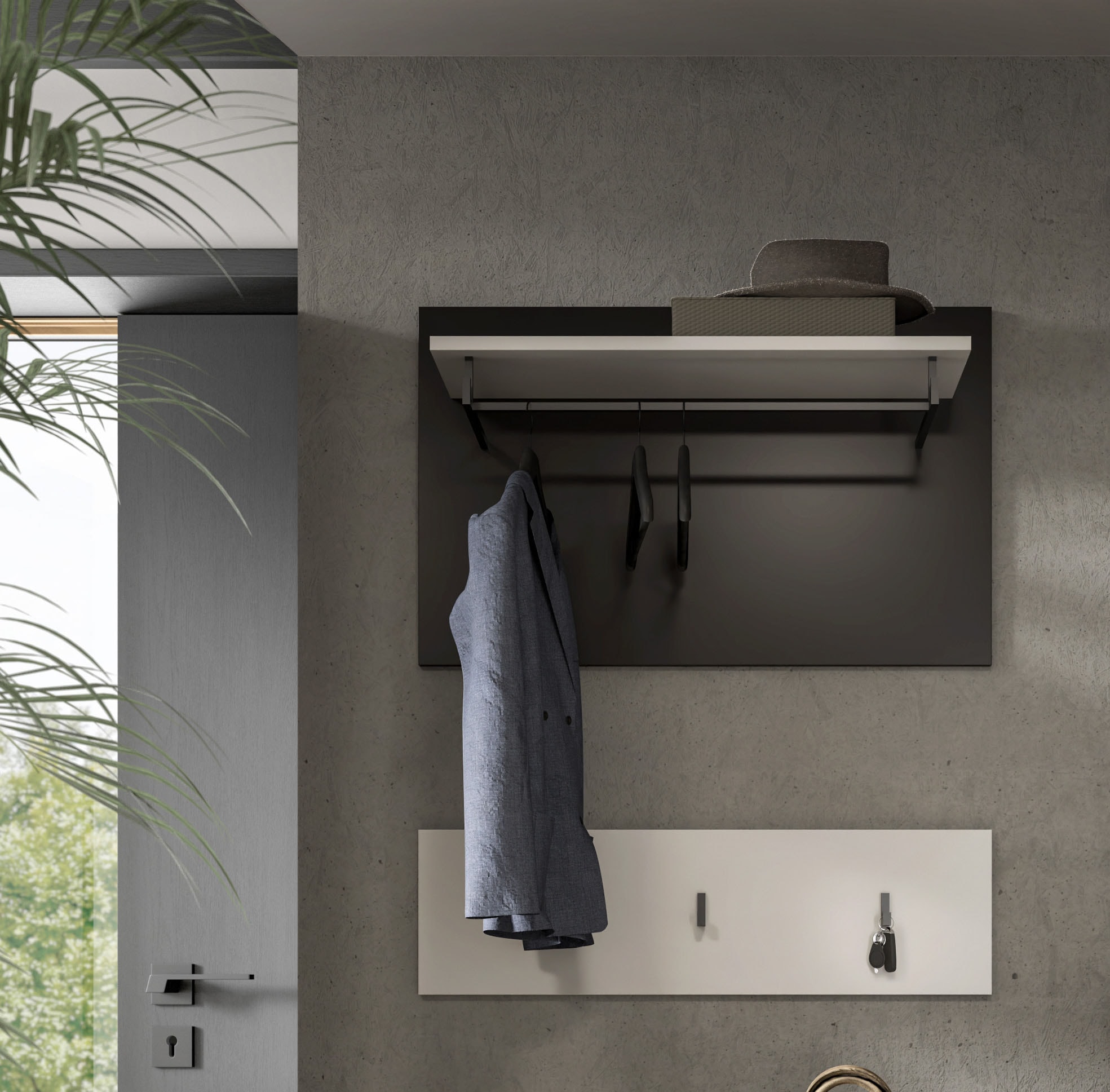 INOSIGN Garderobenpaneel »REHAT, TOPSELLER!, 2-teilig, bestehend aus: Paneel & Hakenleiste« in verschiedenen Farben erhältlich, 1 Stk. tlg. Paneel, Hakenleiste, Wandboard, Garderobe, Garderobenleiste