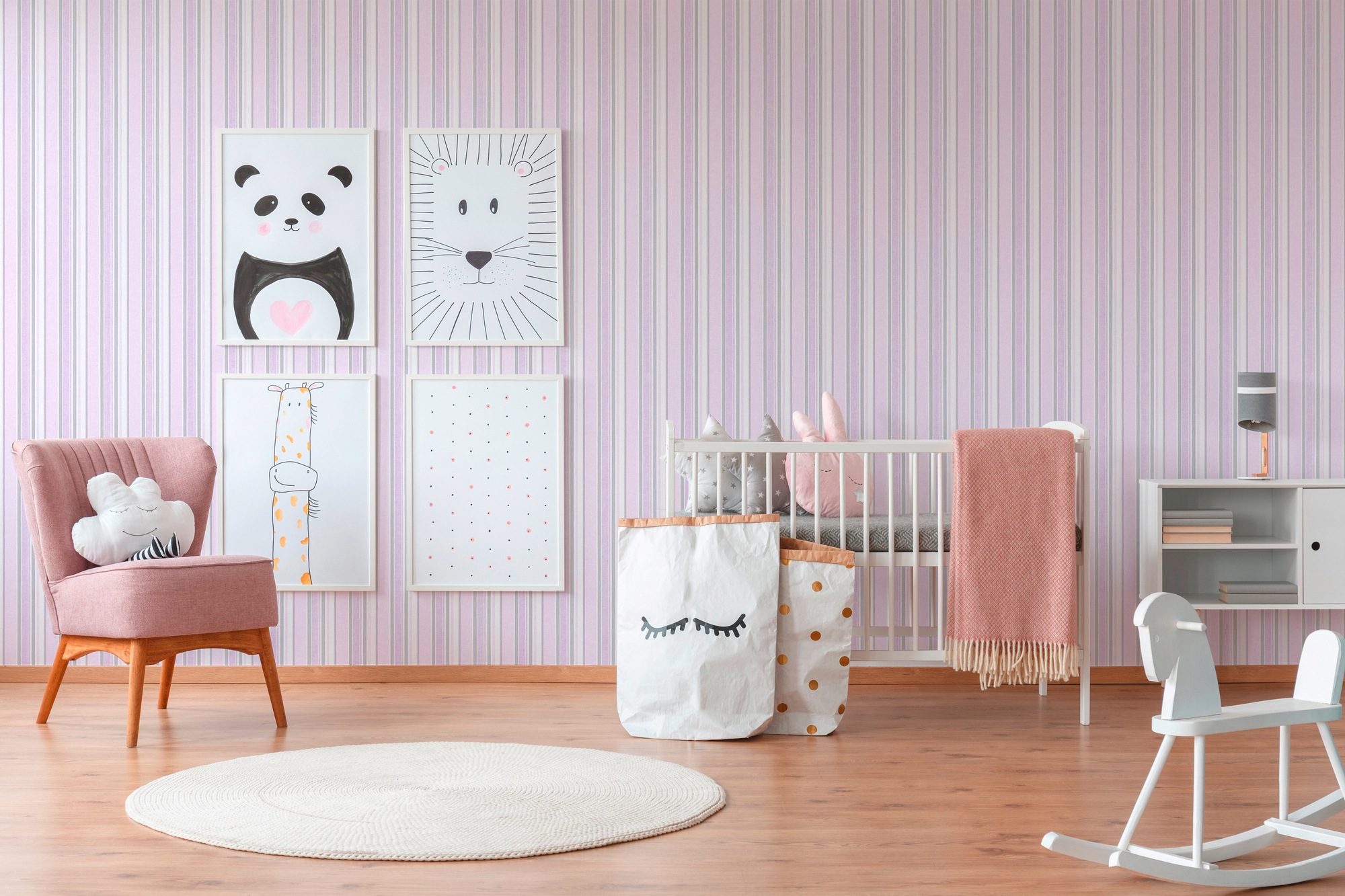 living walls Vliestapete »Little Stars«, Streifen-gestreift-mehrfarbig, Kinder Tapete Streifen Metallic Tapeten Kinderzimmer Schlafzimmer Flur