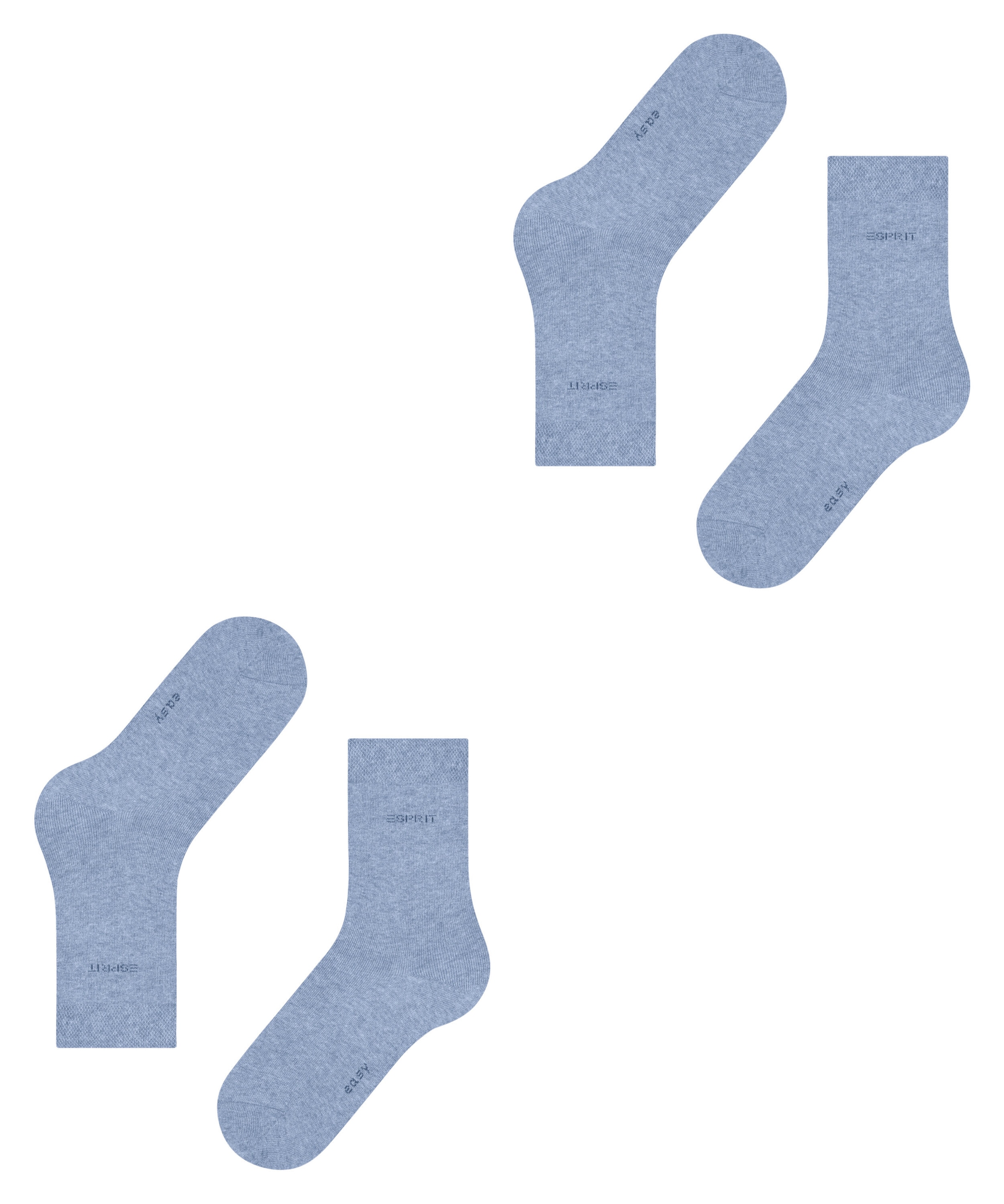 Esprit Socken »Basic Easy«, (2 Paar, 2er Pack), ohne einschneidendes Bündchen, Basic-Socke, Uni-Strümpfe atmungsaktiv