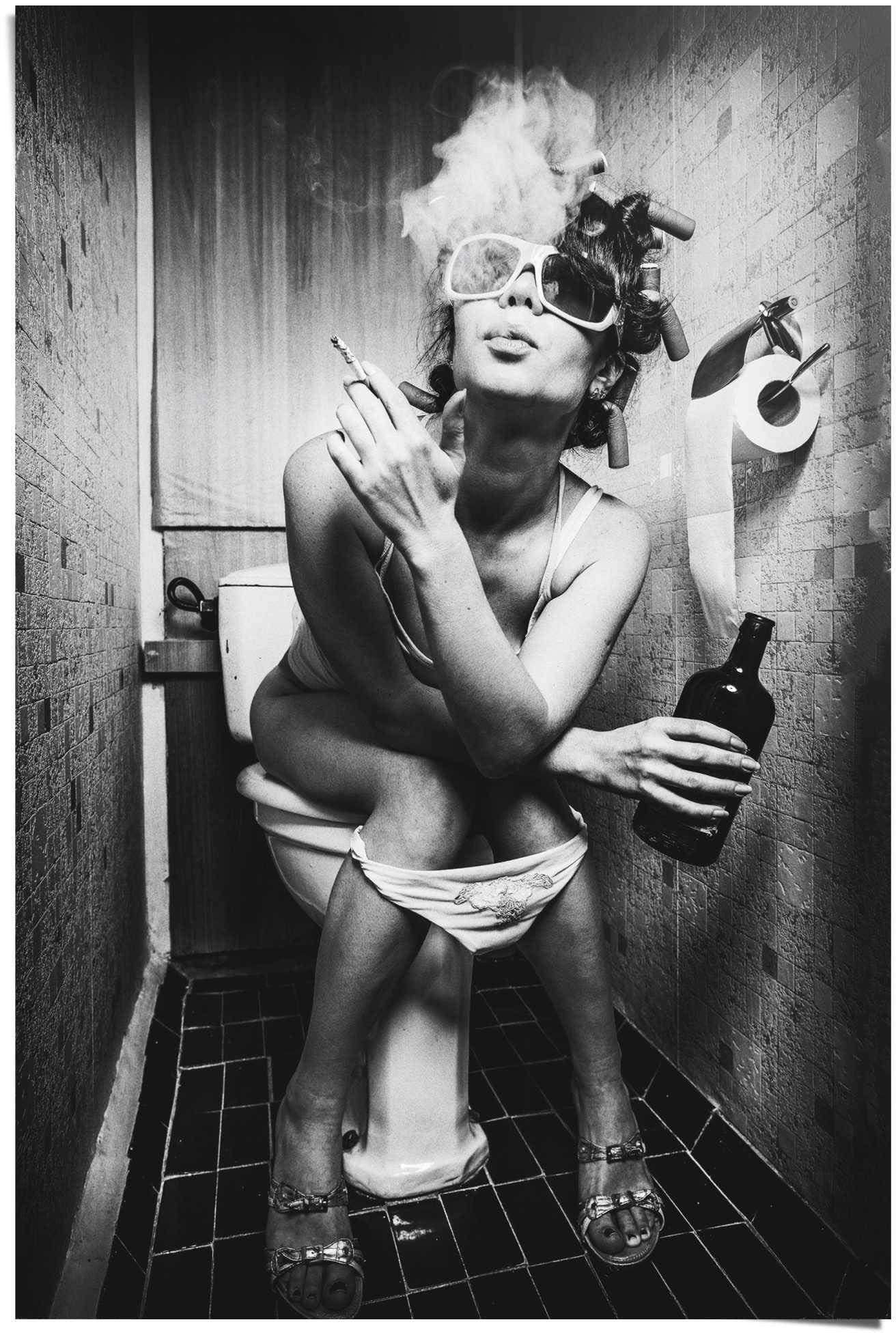 Reinders! Poster »Toiletten Business Poster für Toilettentür«, Bilder von Frauen-Foto-Frau-Menschen-Schwarz-Weiß, (1 St.)