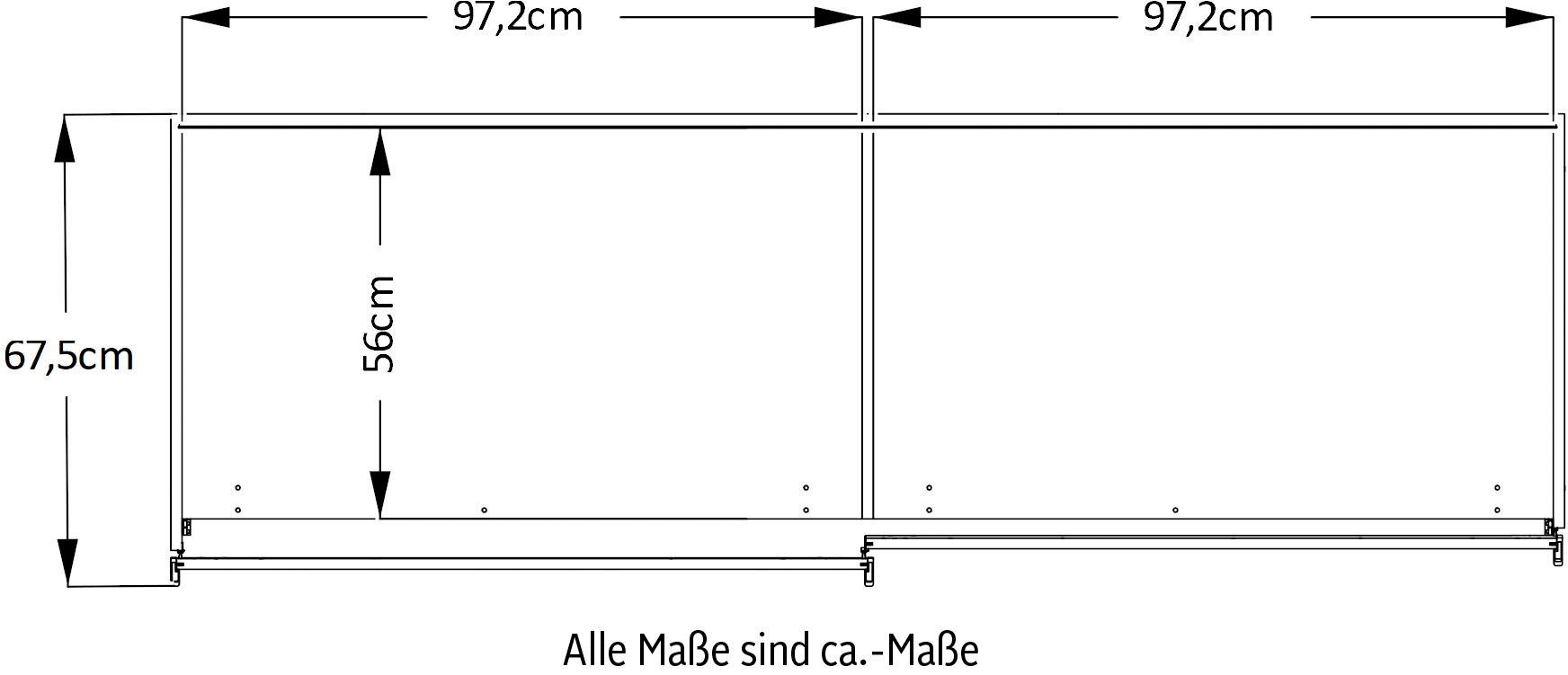 STAUD Schwebetürenschrank »Includo_Minisystem_08_2-türig, Made in Germany«, Mit vier verschiedenen Ausstattungsvarianten