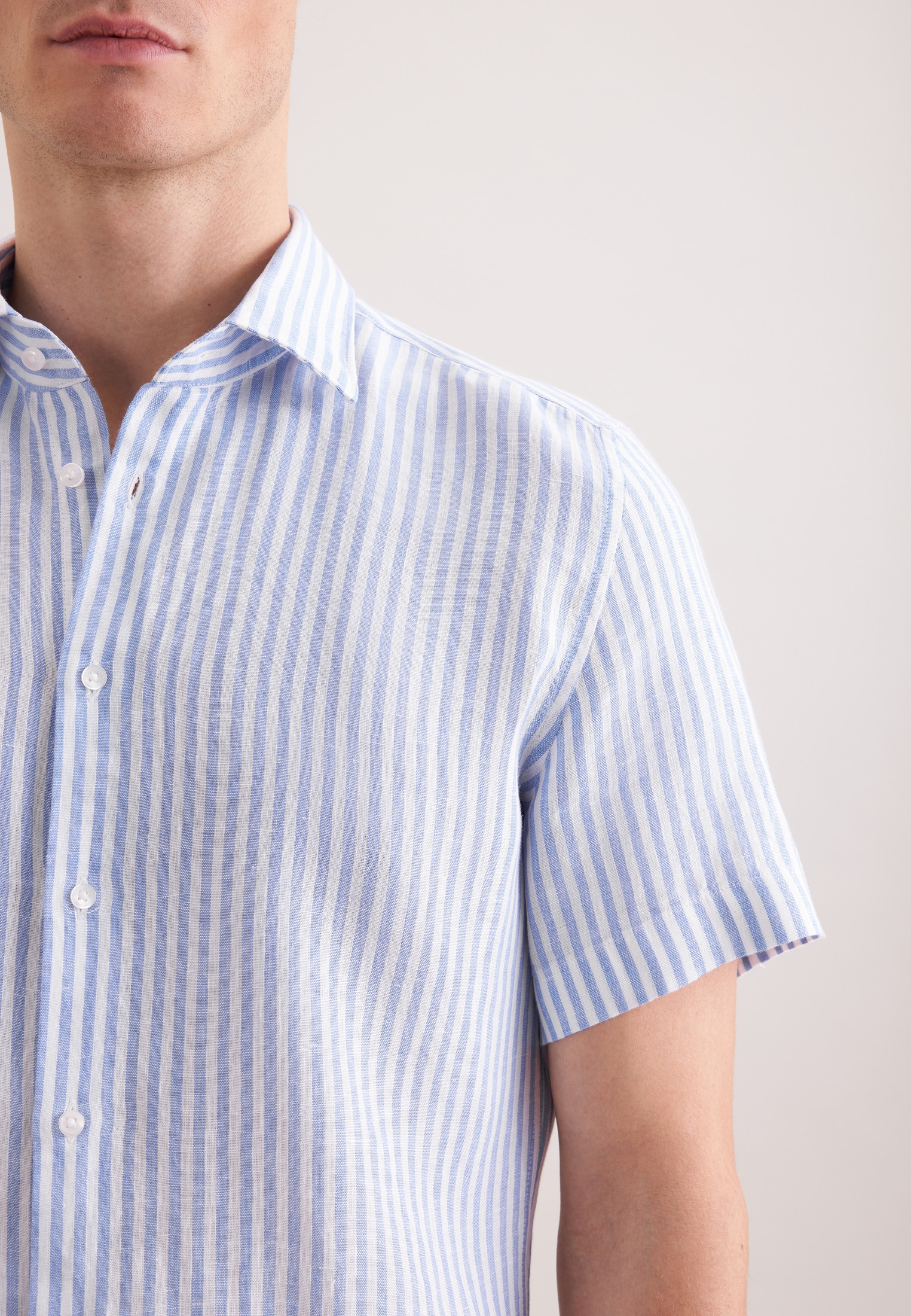 seidensticker Leinenhemd »Schwarze Rose« Slim 1/2 Kentkragen Gestreift