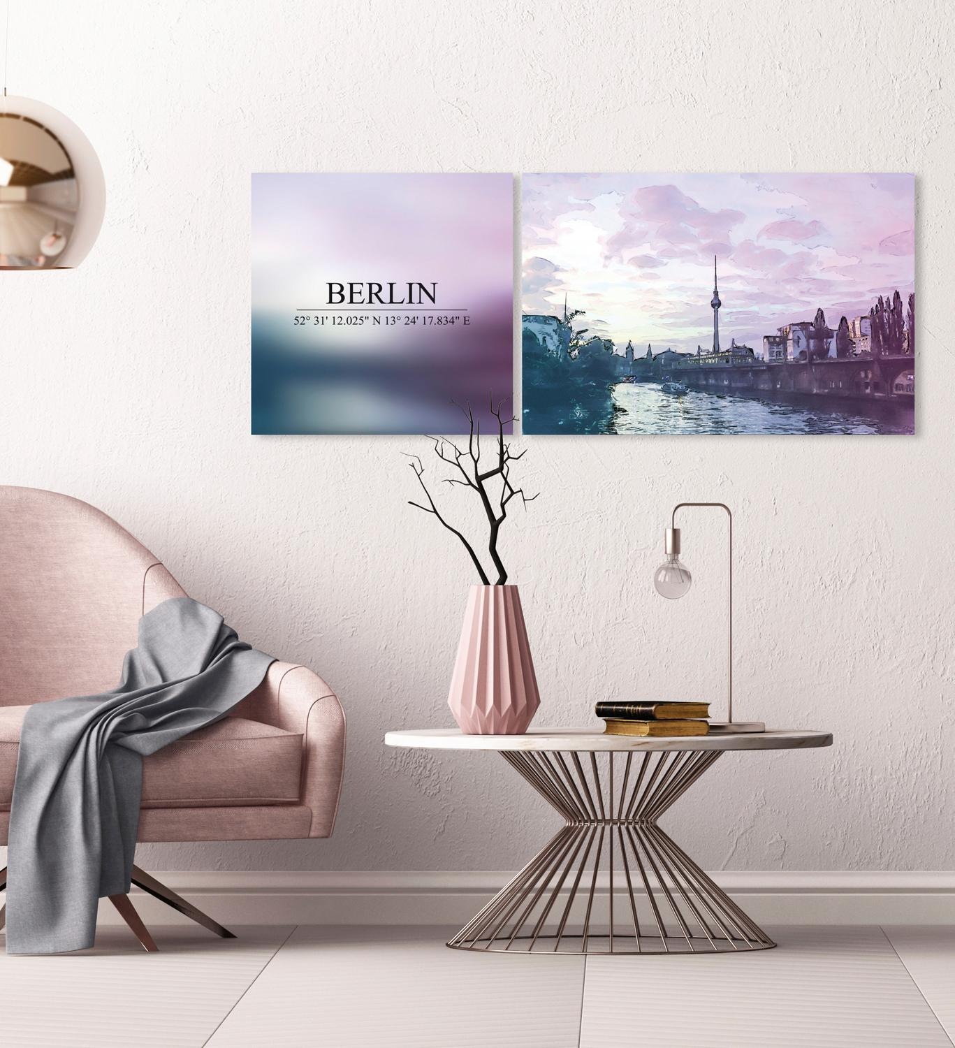queence Leinwandbild »Berlin«, Elemente der Architektur-Berlin-Kunst-Sprüch günstig online kaufen