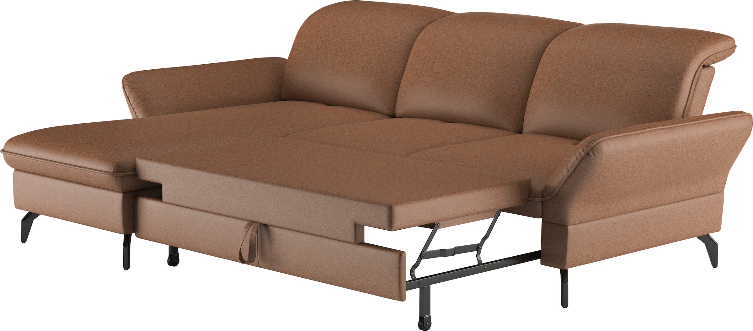 sit&more Ecksofa »Leandro L-Form«, Wahlweise mit Bett-, Kopfteil - und Armlehnfunktion, sowie Bettkasten