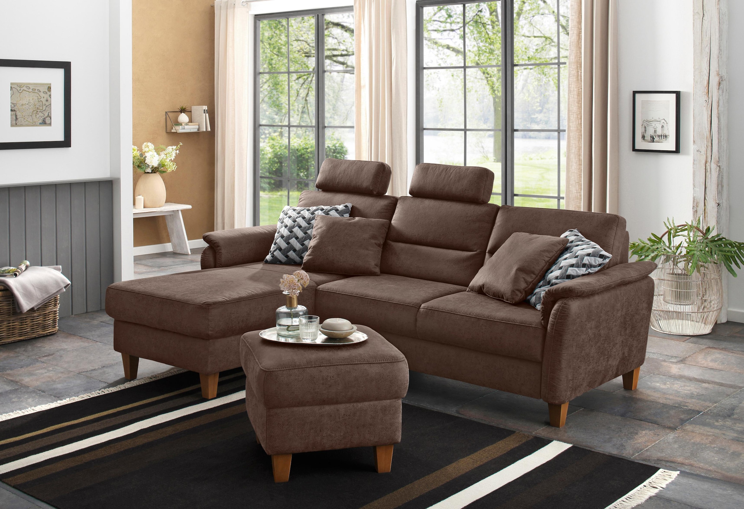 Home affaire Ecksofa »Palmera L-Form, B: 244 cm« optional Bettfunktion & Be günstig online kaufen