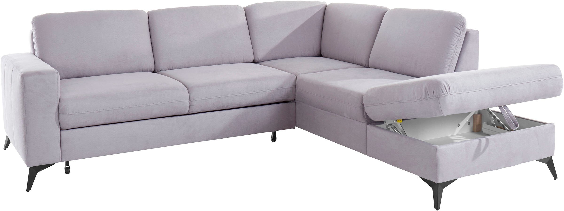 Places of Style Ecksofa »Lolland L-Form«, Wahlweise mit Bettfunktion und Stauraum, auch mit abwischbarem Bezug
