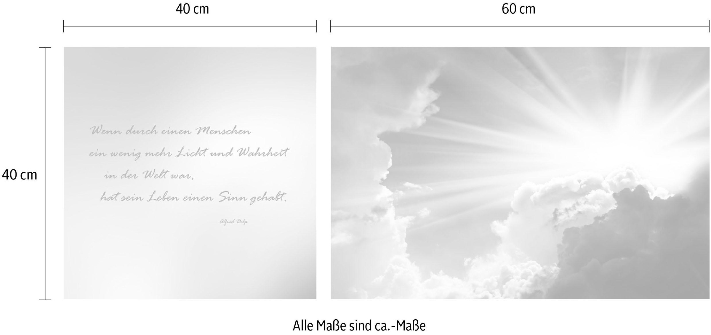 queence Leinwandbild »Menschen«, Himmel-Himmelsbilder-Kunst-Modern-Spa-Spa Bilder-Sprüche-Sprüche & Texte-Schriftzug-Schriftzüge-Liebessprüche-Sonnenaufgang, (Set), Premium-Leinwandstoff, Handarbeit aus Deutschland, Zitat, 2er Set