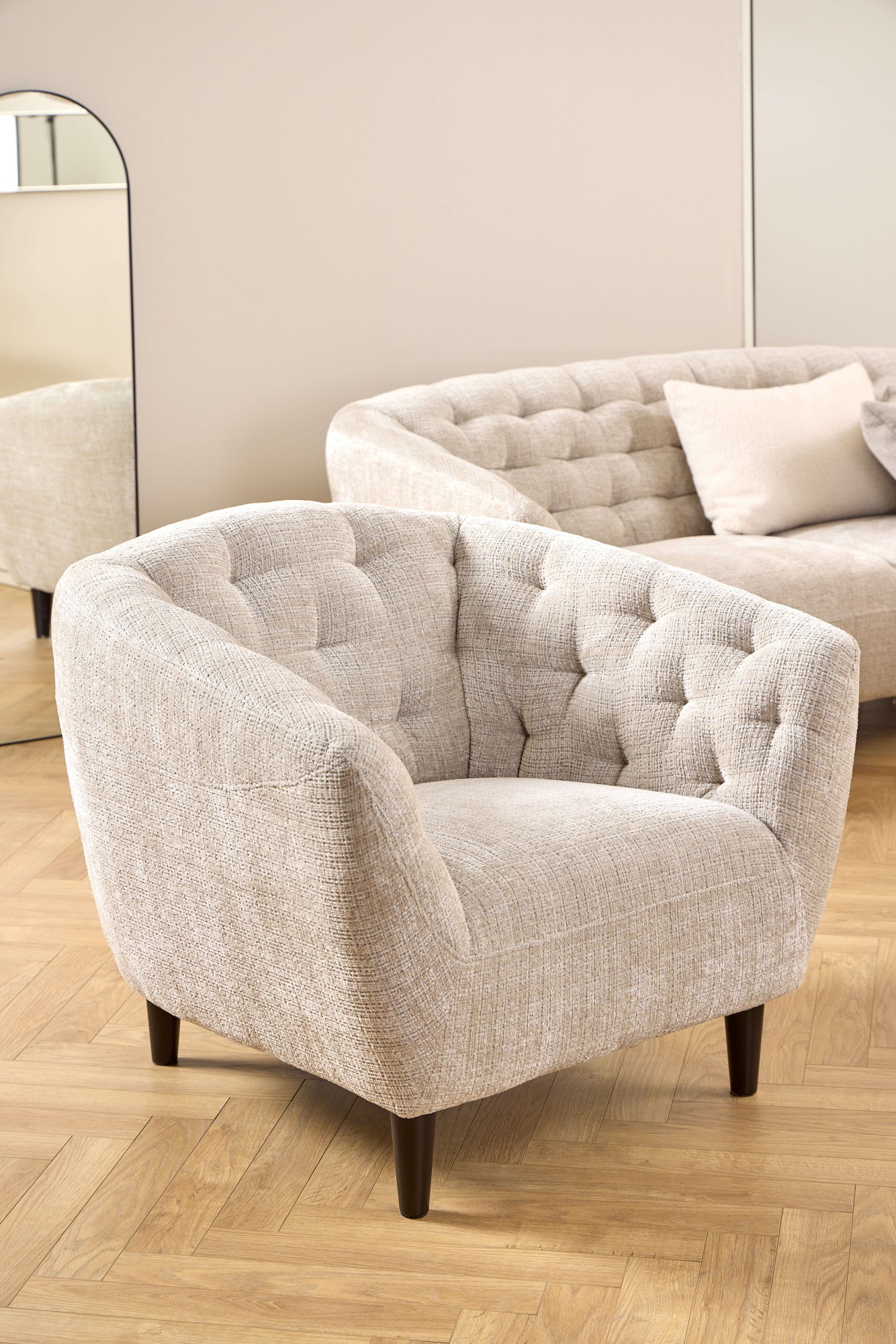 ACTONA GROUP Loungesessel "Ria", 1-Sitzer, Chenille beige, mit Rautenheftun günstig online kaufen
