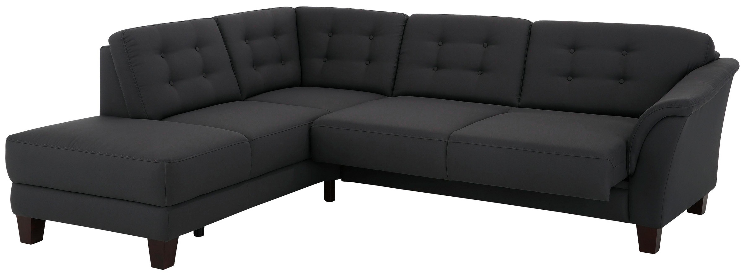 Home affaire Ecksofa »Trondheim L-Form«, mit Federkern und Knopfheftung im Rücken, Füße Buche dunkel
