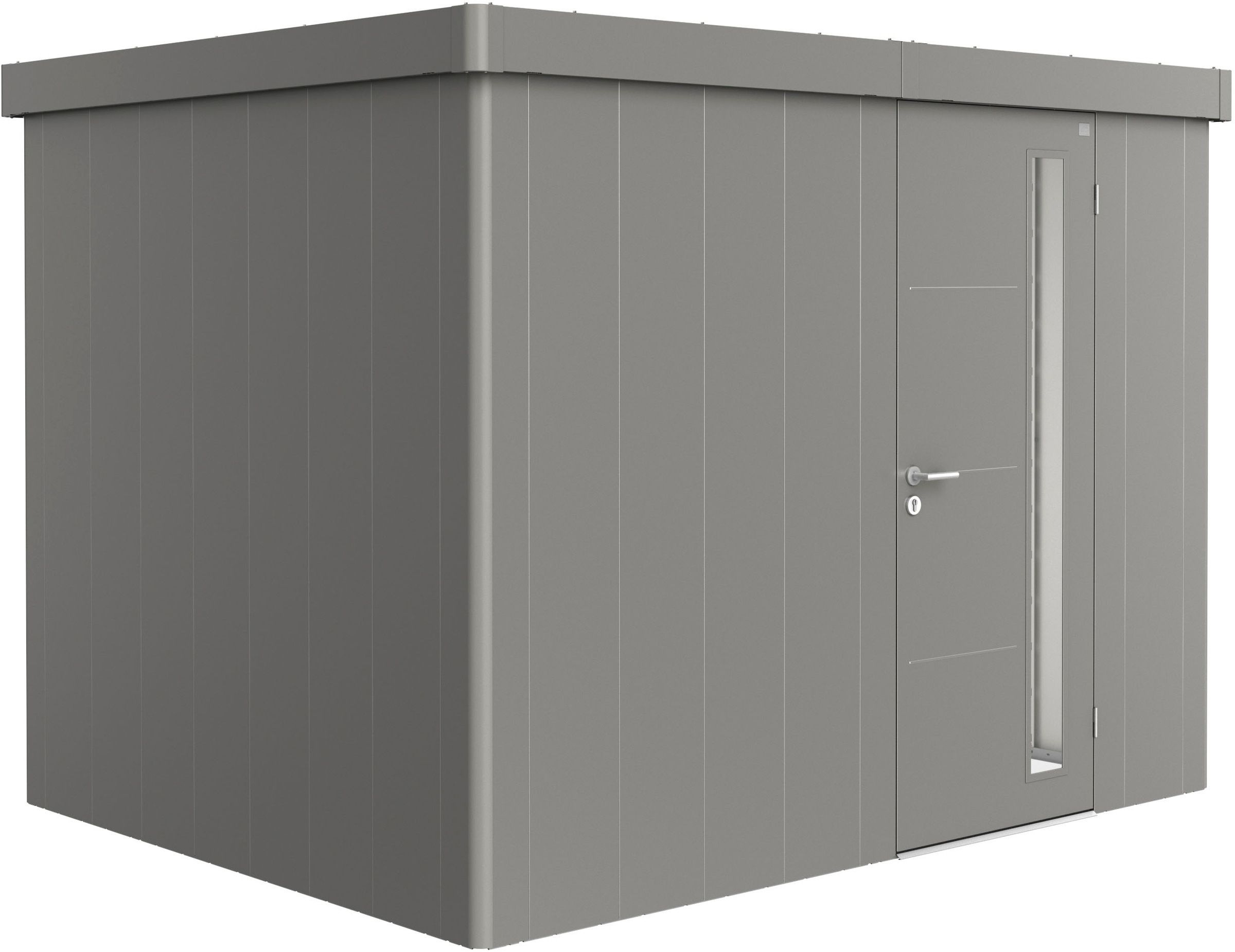 BIOHORT Gerätehaus »NEO Gr. 2C, verschiedene Farben« stylisches Gartenhaus mit Flachdach quarzgrau-metallic