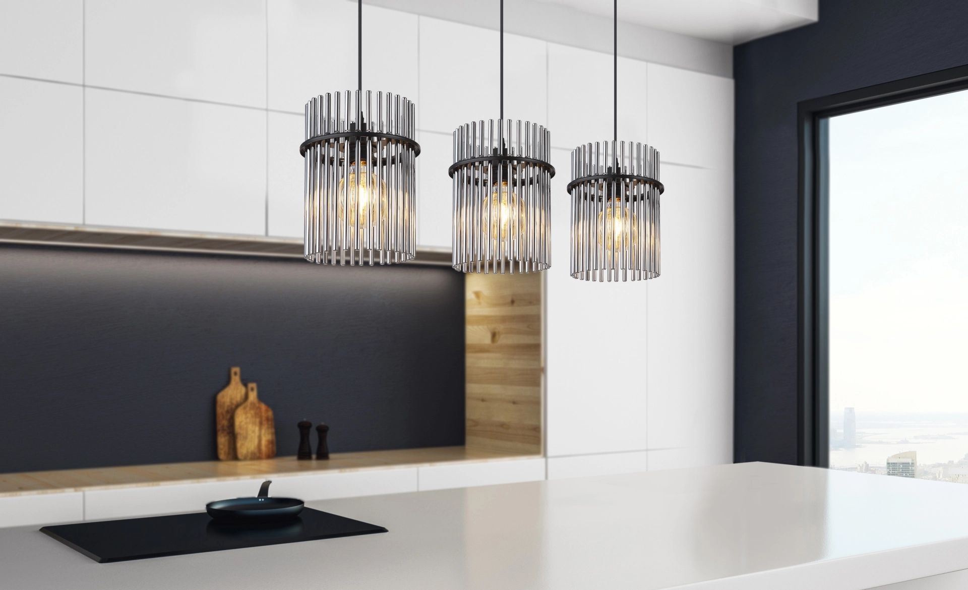 GLOBO LIGHTING Pendelleuchte »GORLEY« E27 1 Stk. Design Glasstäbe, Deckenlampe, Wohnzimmer, Esszimmer, Hängeleuchte