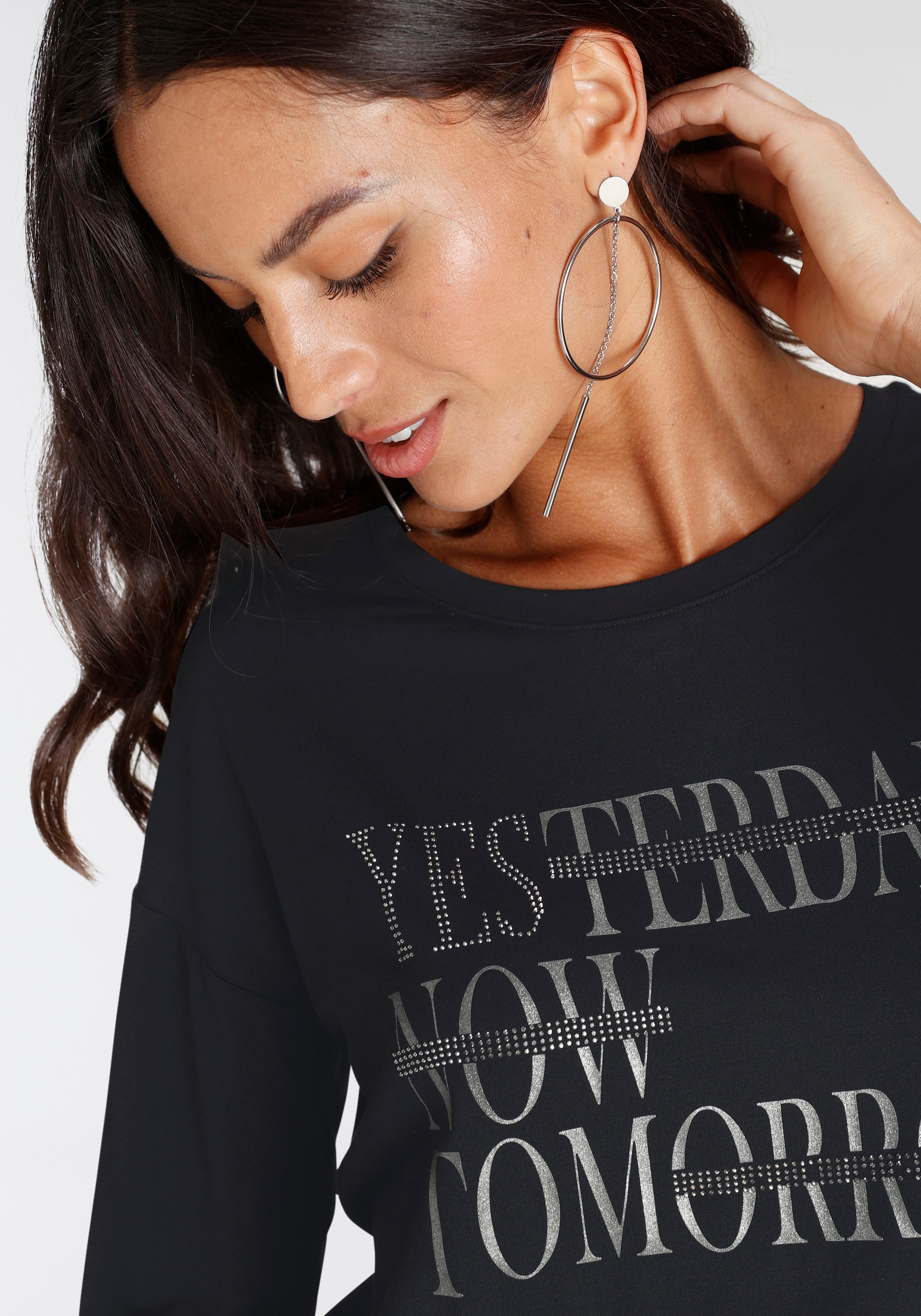 Laura Scott 3/4-Arm-Shirt mit glitzerndem Schriftzug
