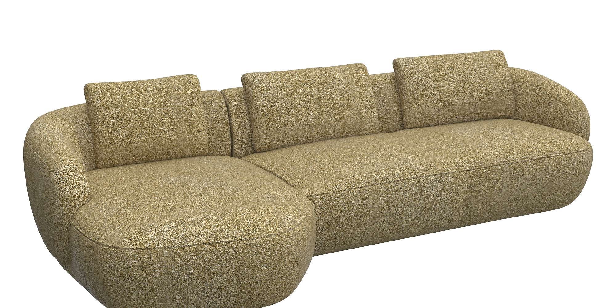 FLEXLUX Wohnlandschaft »Torino, rund, L-Form, Sofa-Ecke mit Recamiere, Longchair-Sofa«, Modernes, organisches Sofa-Design, Kaltschaum, Wellenunterfederung