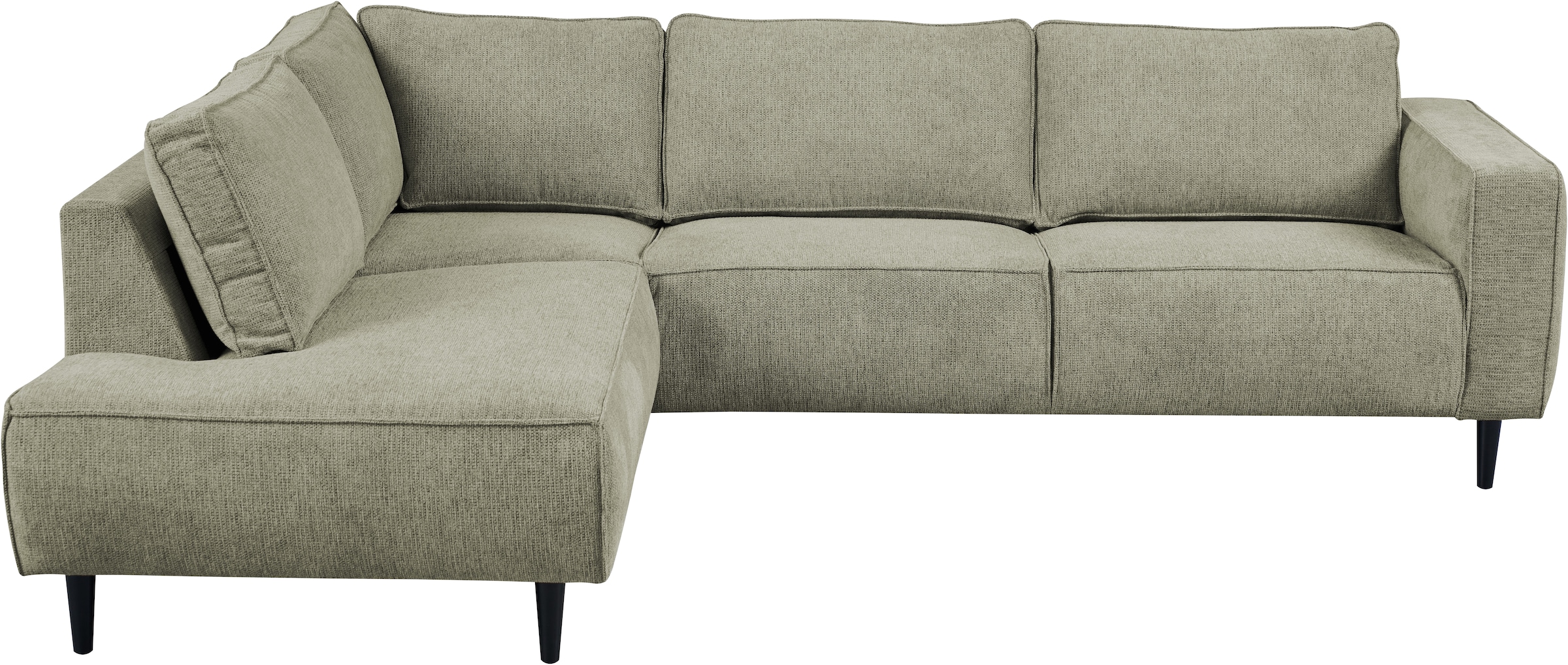 Places of Style Ecksofa »Fumone, Lederoptik oder Soft-Touch Chenille«, Breite 260, mit schwarzen Massivholzfüßen