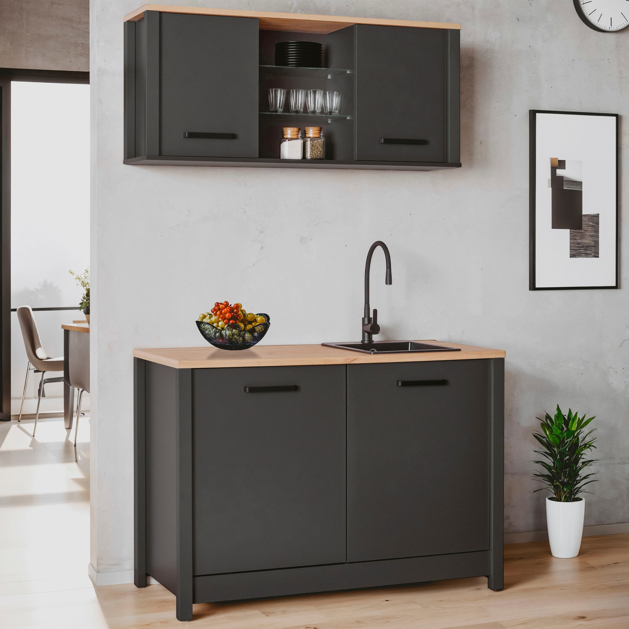 Inter Link Pantryküche »Pantryküche Veneto« Ohne E-Geräte, für Spüle & Spülmaschine, Soft-Close, B: 130 cm