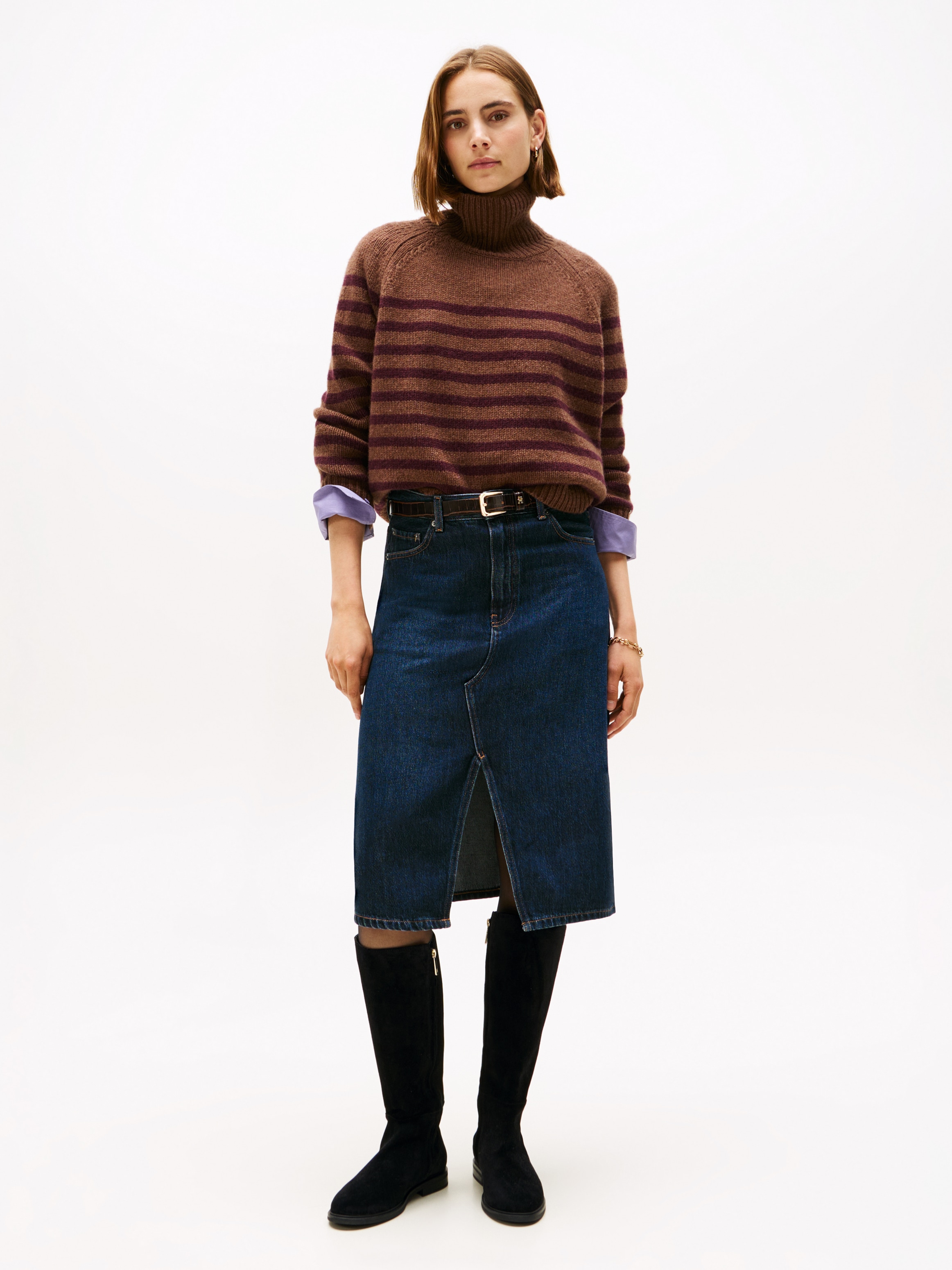 Tommy Hilfiger Stiefel »FLAG SUEDE LONG BOOT«  , Langschaftstiefel, Reißverschlussstiefel mit Logoflaggen-Detail