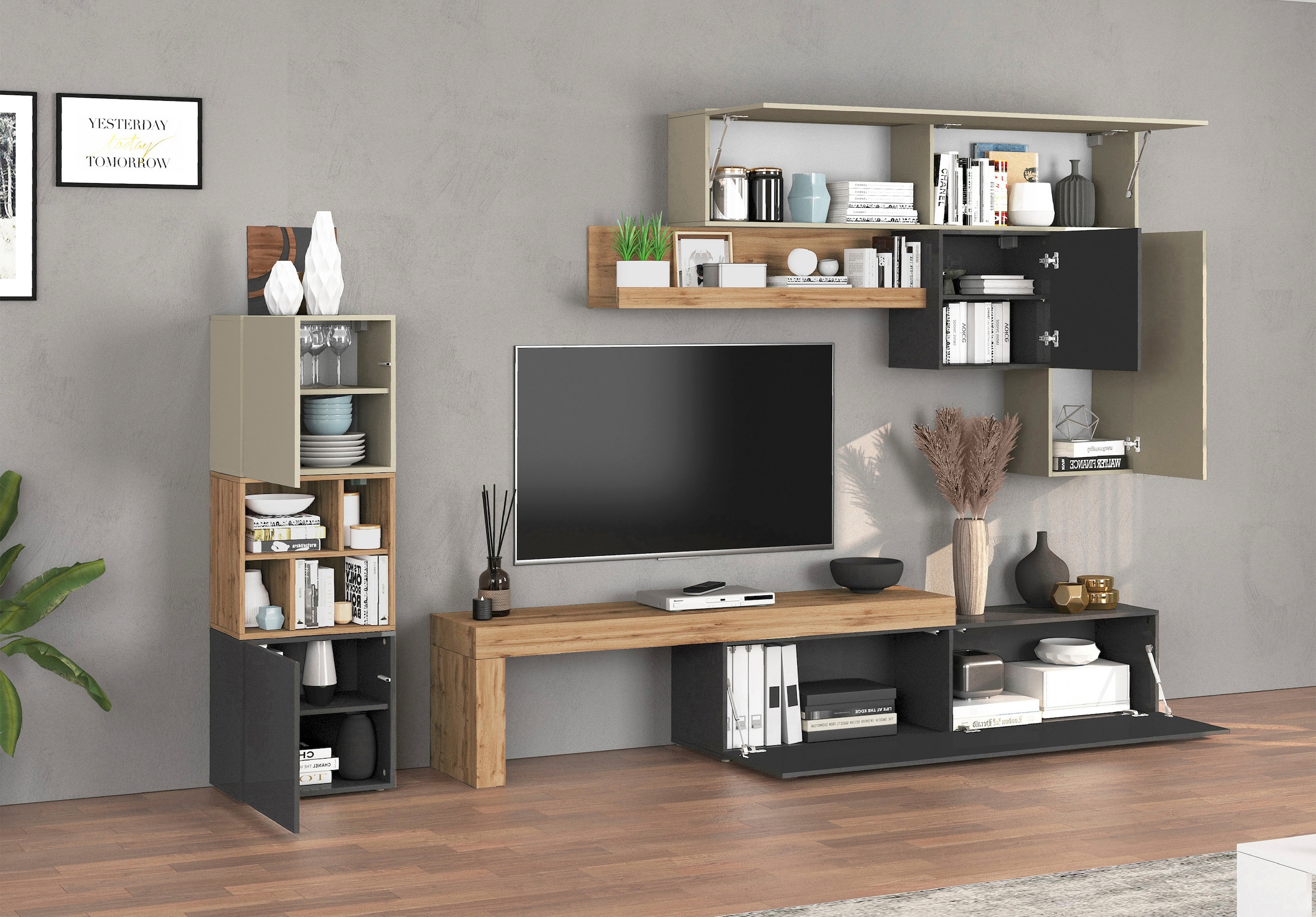 INOSIGN Wohnwand »Chronos Wohnwand, Medienwand, 8-er set« Set, 8 Stk. tlg.