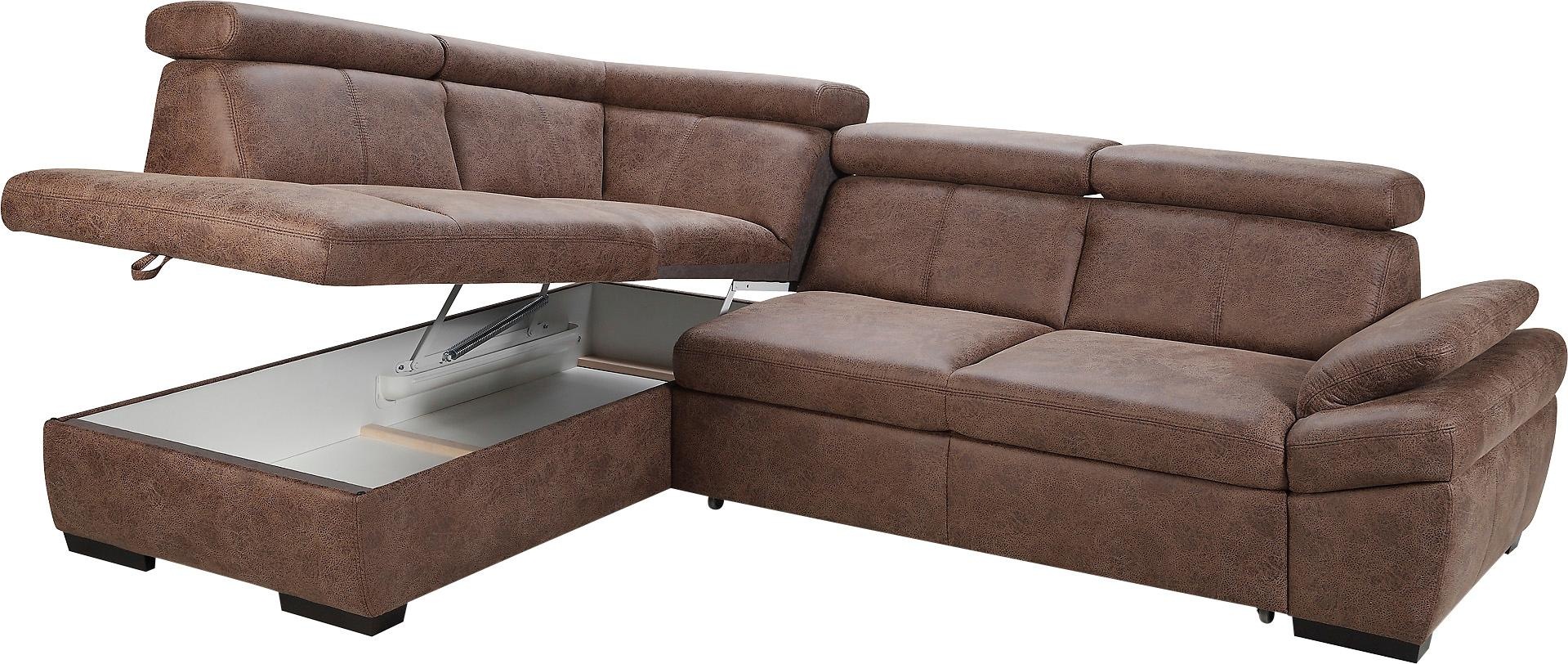 exxpo - sofa fashion Ecksofa »Salerno, klassisch modernes Funktionssofa, hoher Sitzkomfort, L-Form«, inkl. Kopf- und Armteilverstellung, wahlweise mit Bettfunktion