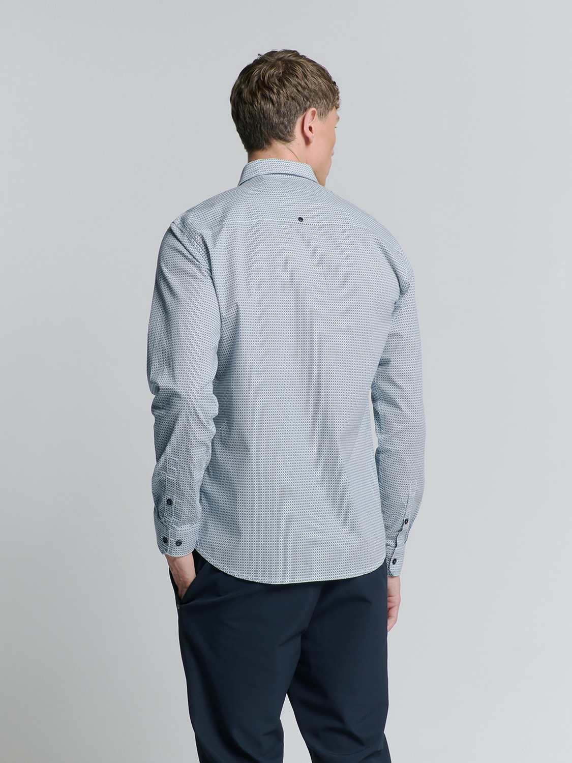 NO EXCESS Langarmhemd »No Excess Stretchhemd mit Print Shirt Stretch Allover Printed«