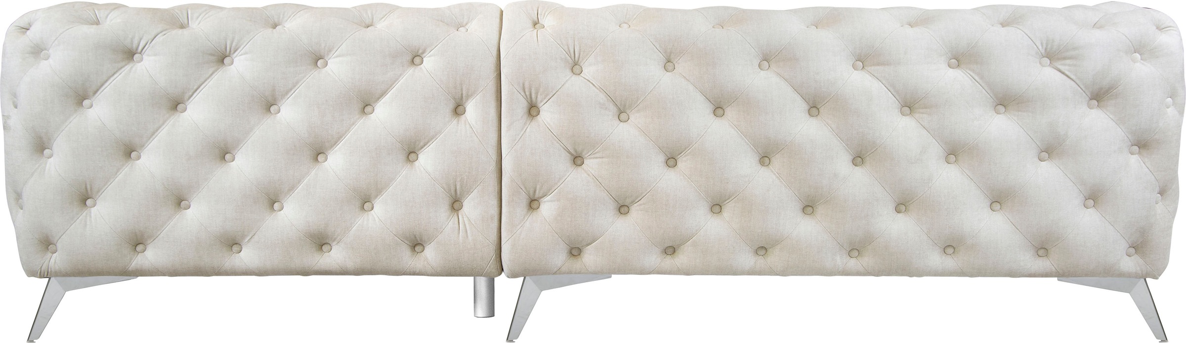 Leonique Chesterfield-Sofa »Ecksofa GLYNIS L-Form mit Wellenunterfederung, Maße B/T/H 264/204/75cm«, aufwändige Knopfheftung, moderne Chesterfield Optik, Fußfarbe wählbar