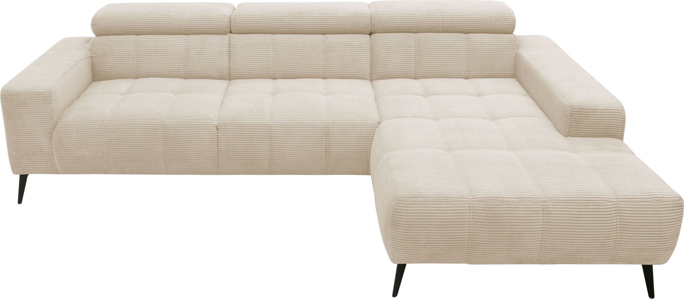 DOMO collection Ecksofa »Trento L-Form, mit Kufenfuß oder Einzelfuß«, wahlweise mit Kopfteilverstellung, Recamiere links/rechts bestellbar