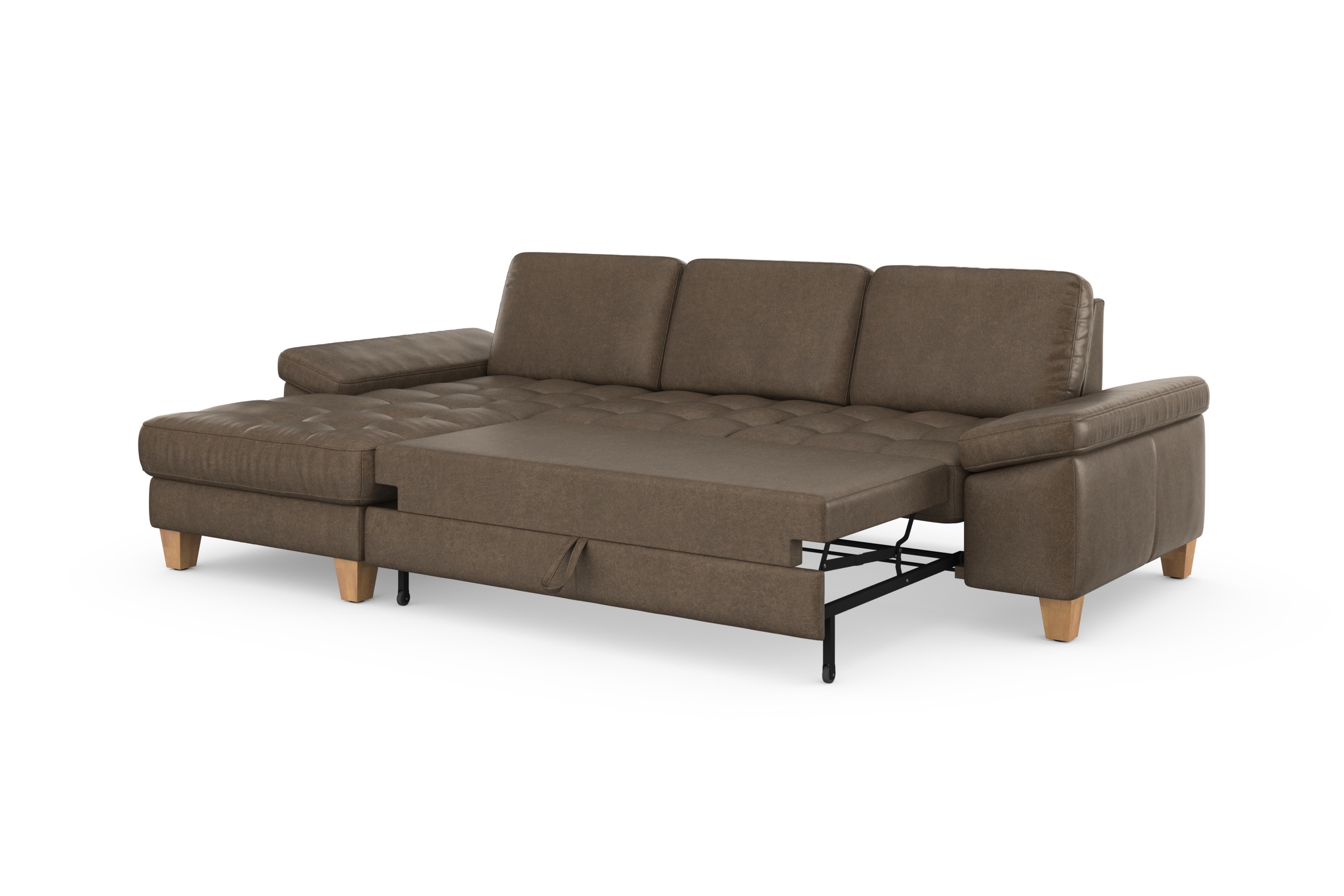 sit&more Ecksofa »Westham L-Form«, mit Recamiere, mit oder ohne Bettfunktion, Bettkasten, Füße Eiche