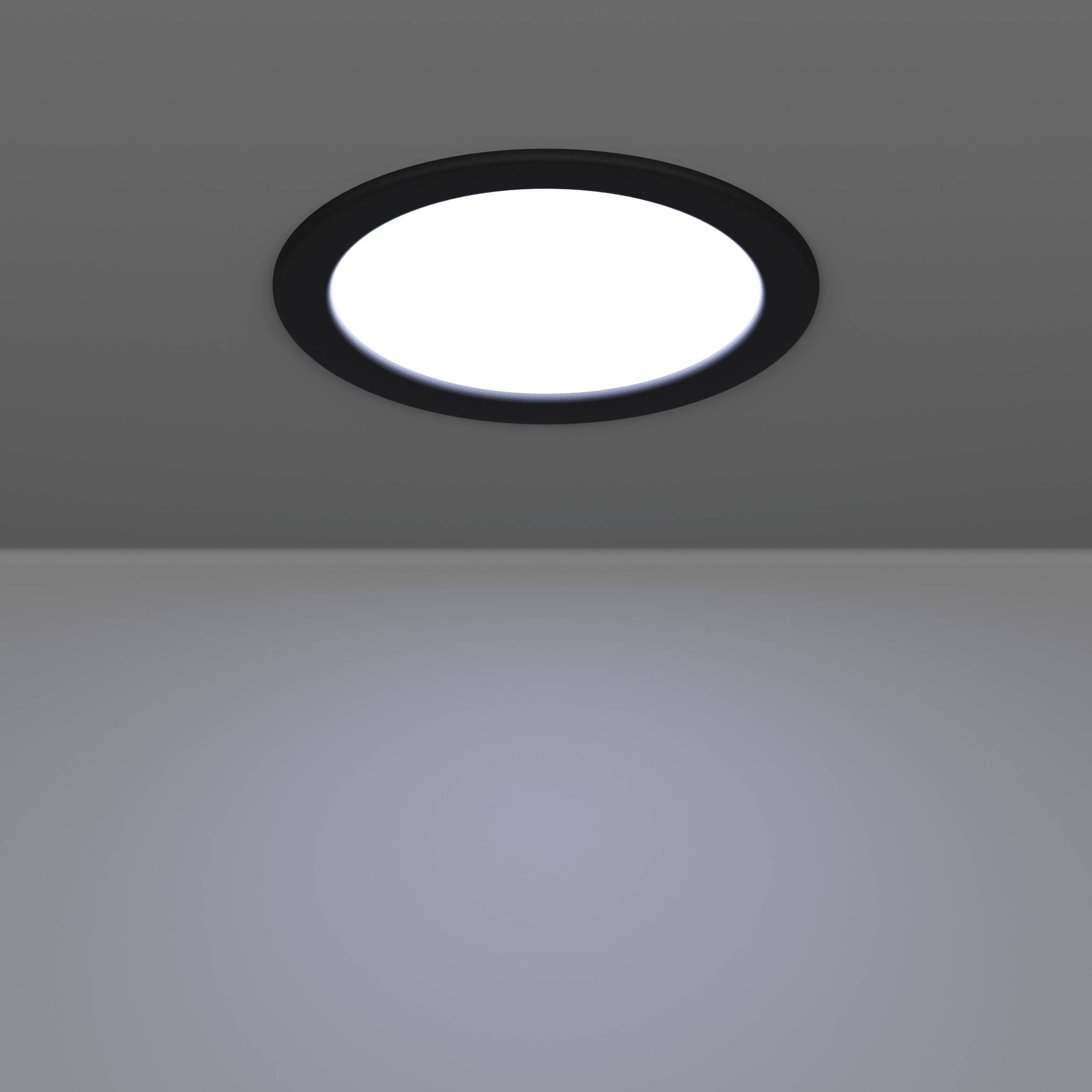 EGLO Einbauleuchte »Fueva 6-Z Deckenlampe, ZigBee, App und Sprachsteuerung, Badlampe, IP44« LED-Modul 1 Stk. Kaltweiß | RGB Einbauleuchte - Ø16,8 x ET40 cm - schwarz - 9,5W inkl.