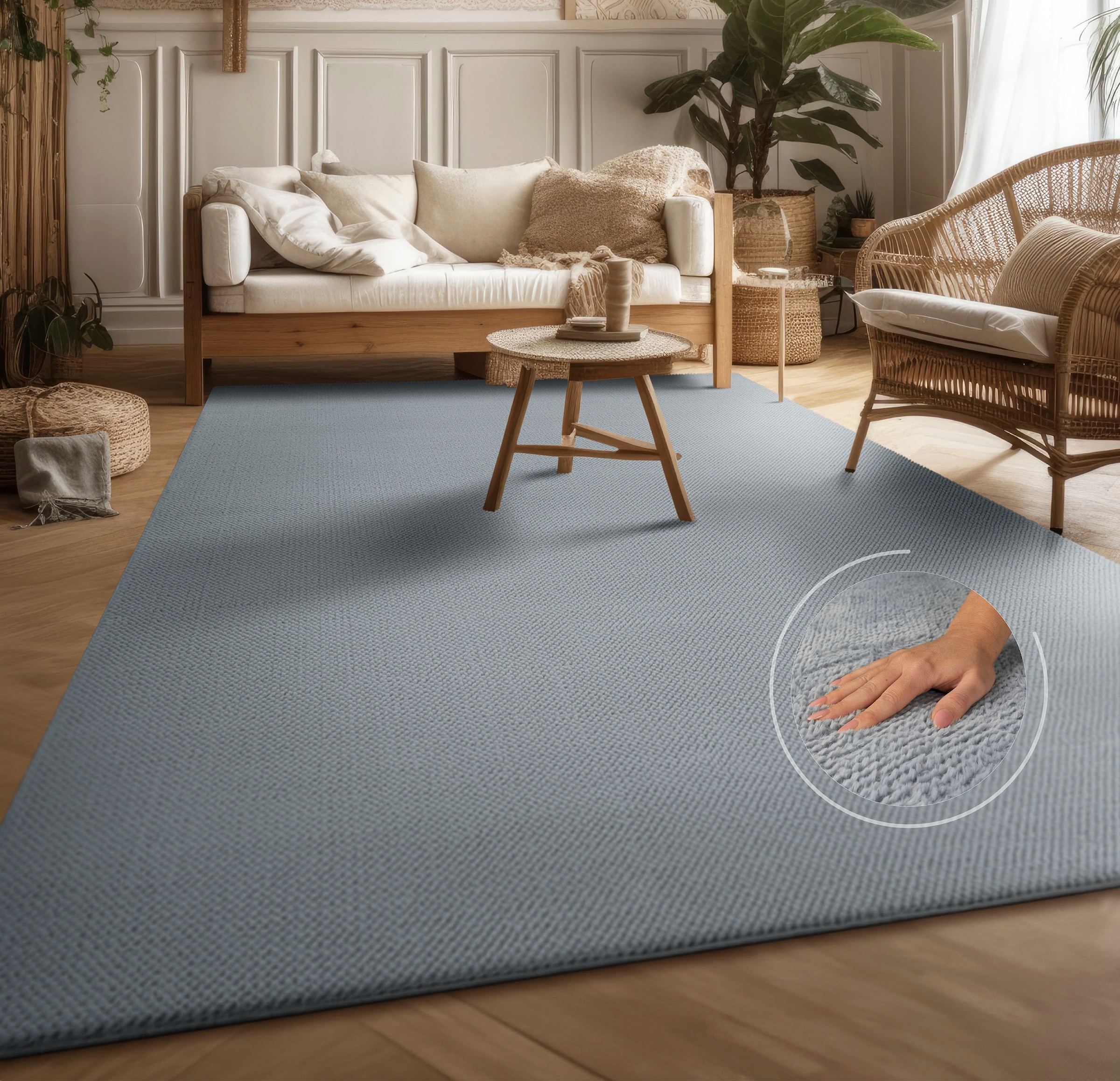 Teppich »Ciney«, rechteckig, 16 mm Höhe, Kurzflor, Hoch-Tief Effekt, Uni Fa günstig online kaufen