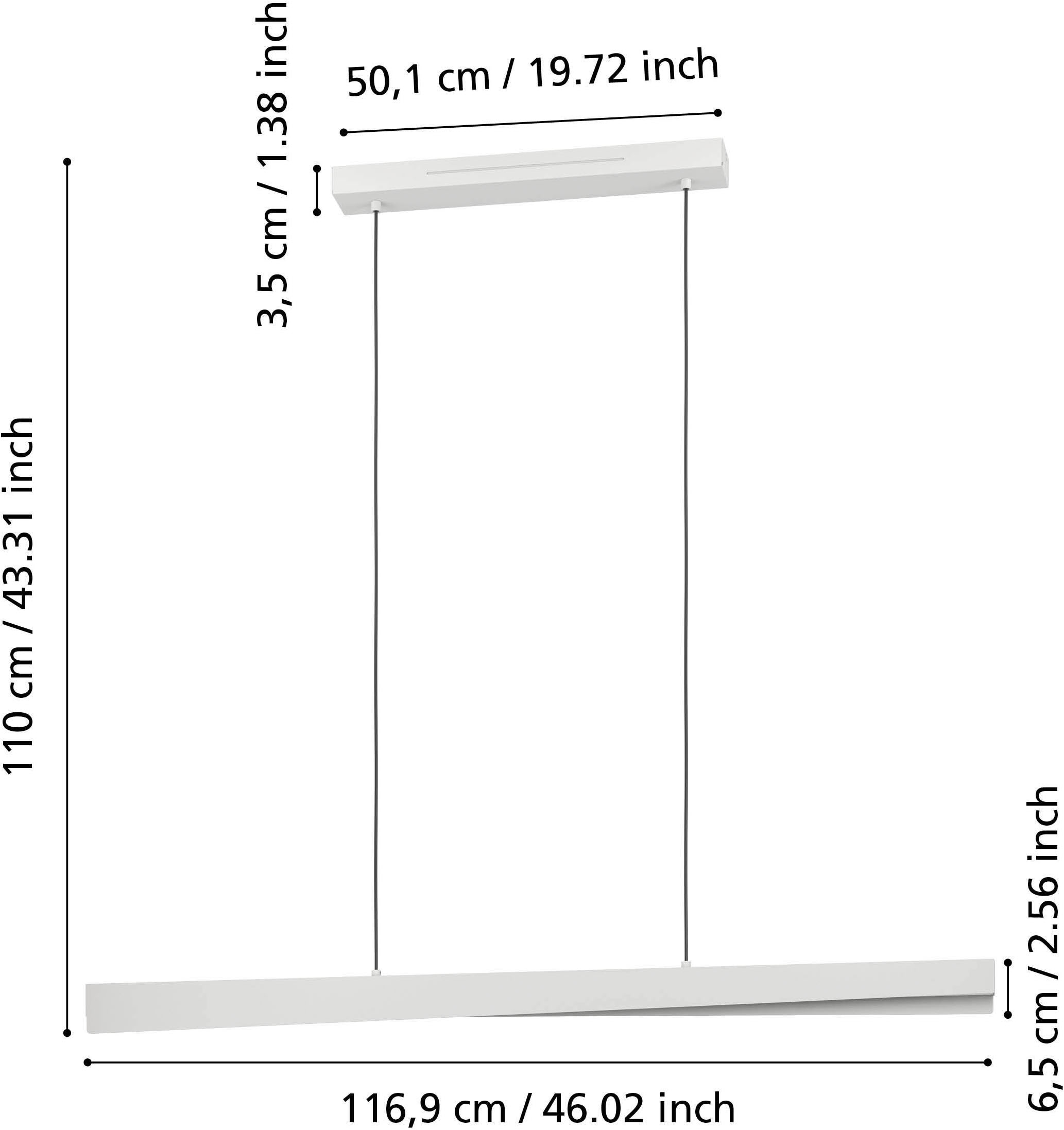 EGLO Hängeleuchte »BOLOGNANO-Z Pendellampe - Alu, Stahl - LED - 19W - IP20« LED-Modul 1 Stk. Kaltweiß | Neutralweiß | RGB | Warmweiß Hängelampe, Deckenlampe, Wohnzimmer, Esszimmer, L117 x B7 x H110 cm