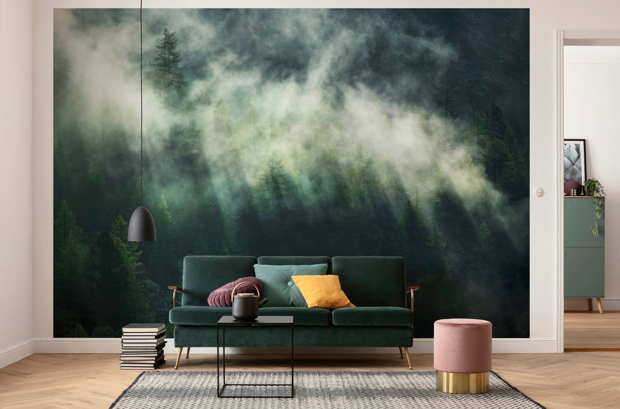 Komar Fototapete Misty Crowns Wald B/L: ca. 350x250 cm günstig online kaufen