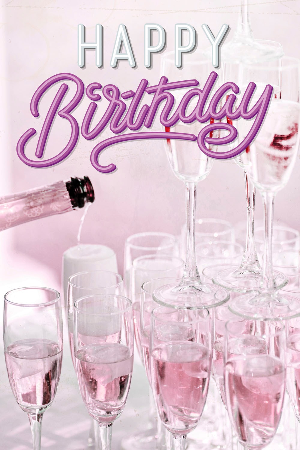 queence Metallbild »Birthday Champagne«, Schriftzüge-Schriftzug-Getränke, (1 St.), Stahlschilder