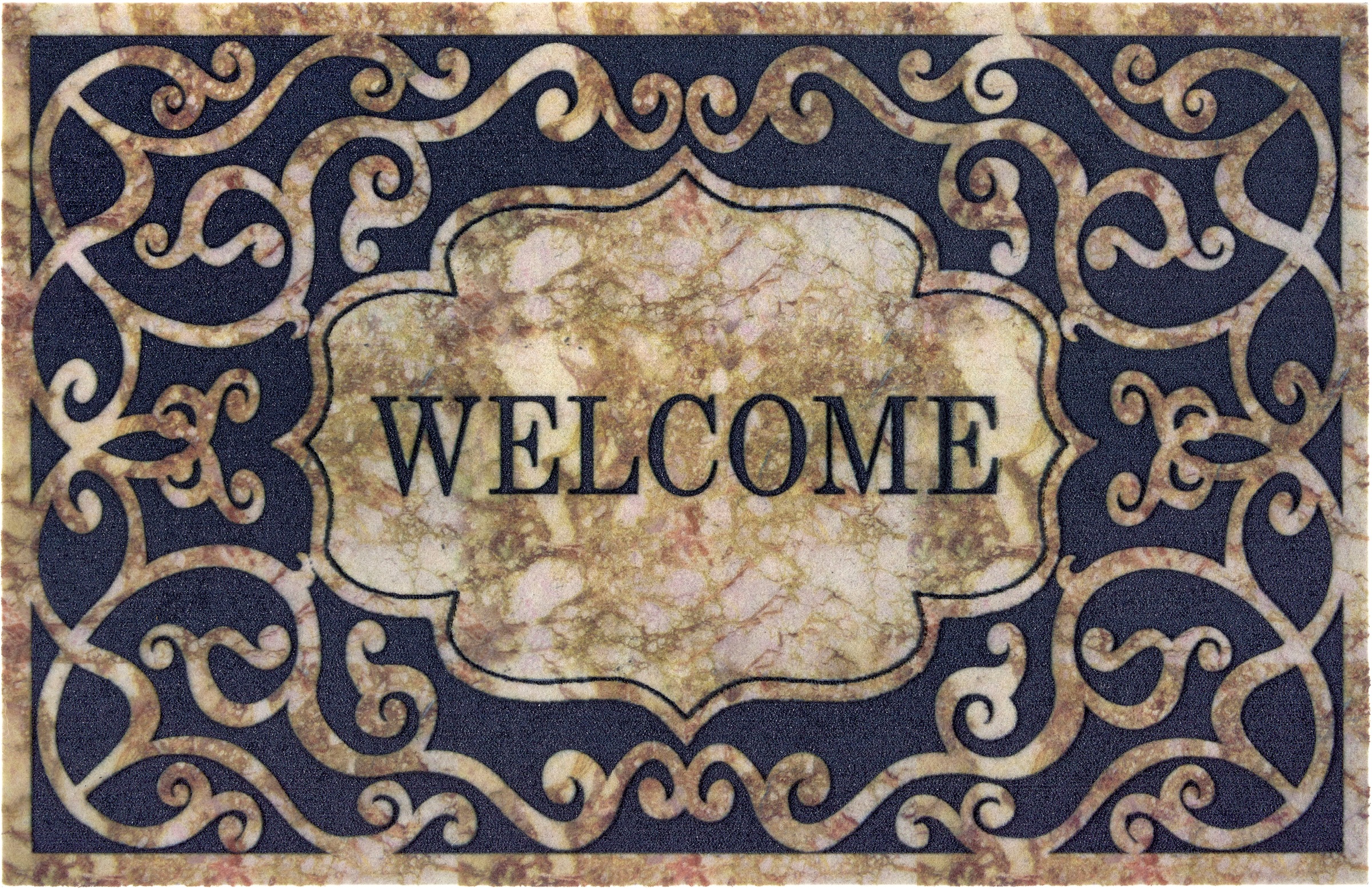 Home affaire Fußmatte »Welcome Ornament«, rechteckig, mit Spruch, Schrift-Design, Rutschhemmend, Schmutzfang